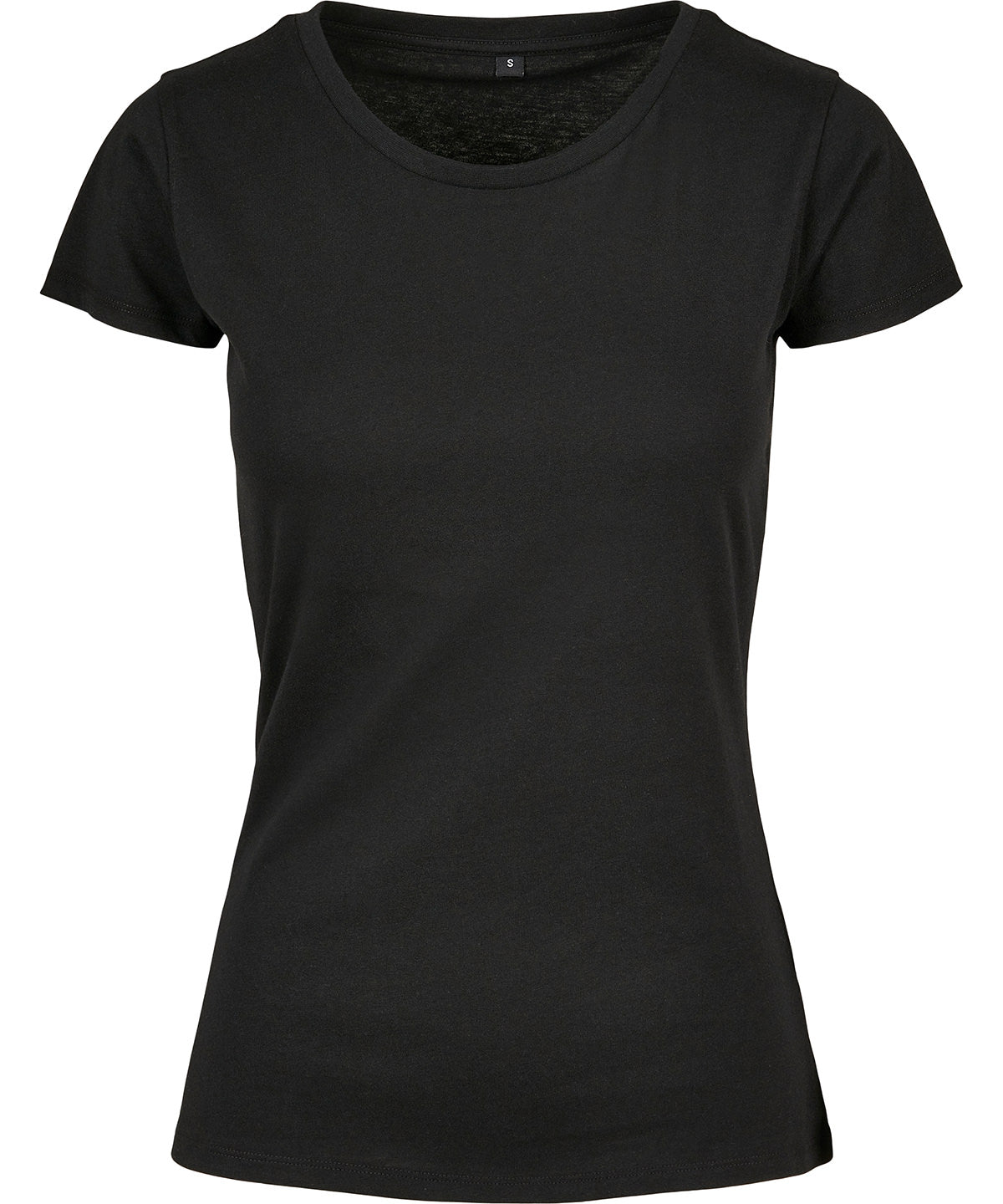 Build Your Brand Basic Women's basic tee in Black, front view