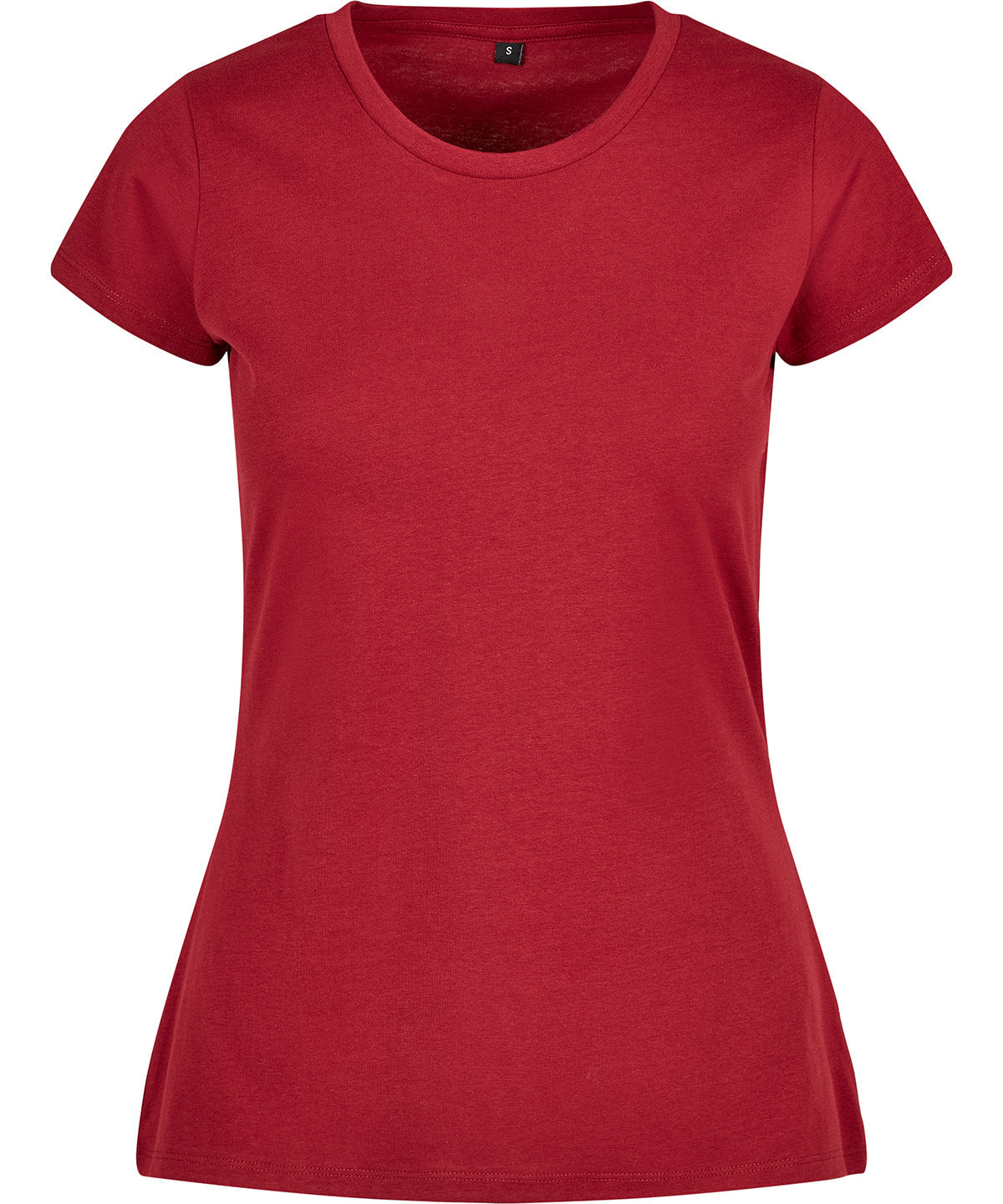 Build Your Brand Basic Women's basic tee in Burgundy, front view