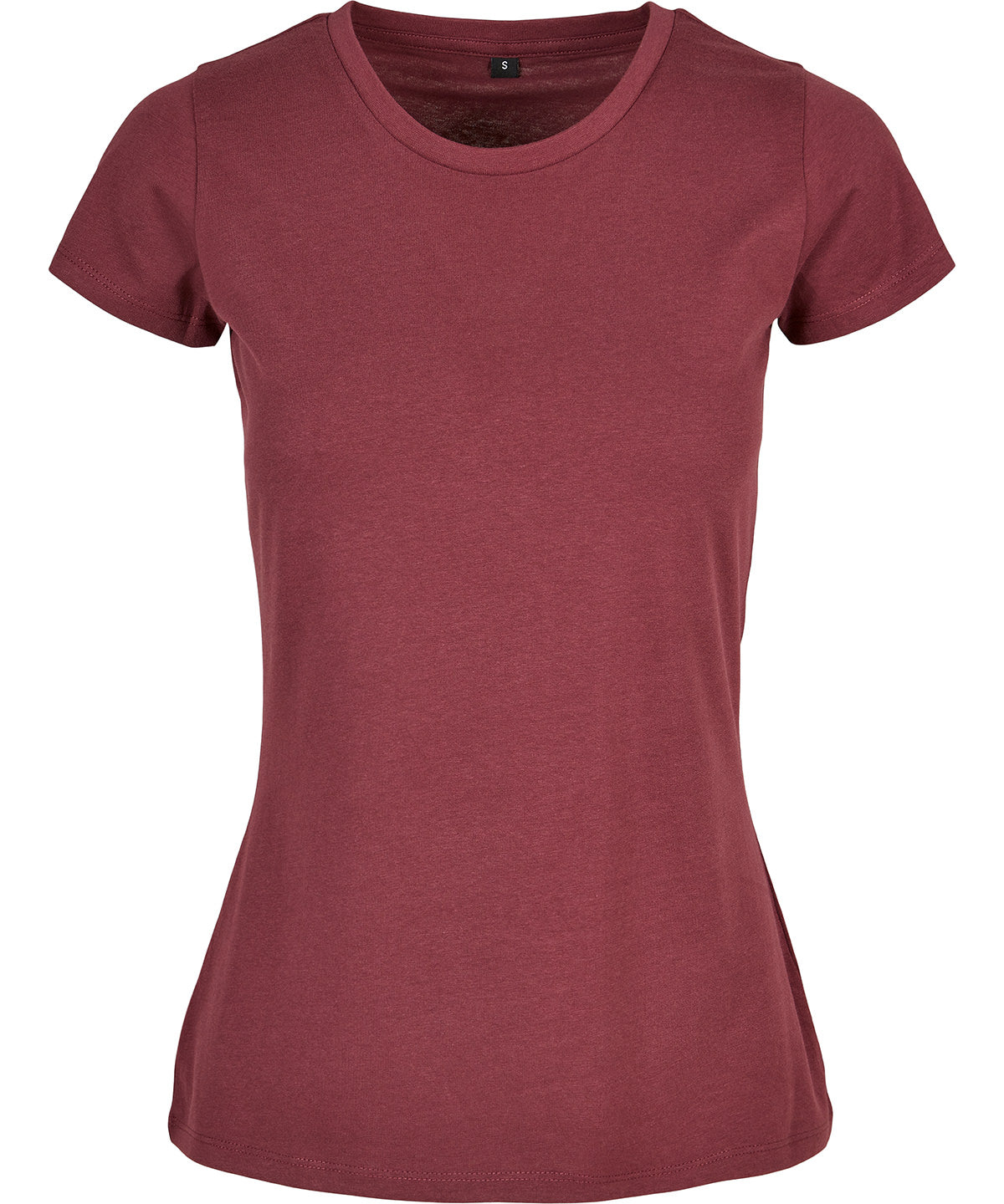 Build Your Brand Basic Women's basic tee in Cherry, front view