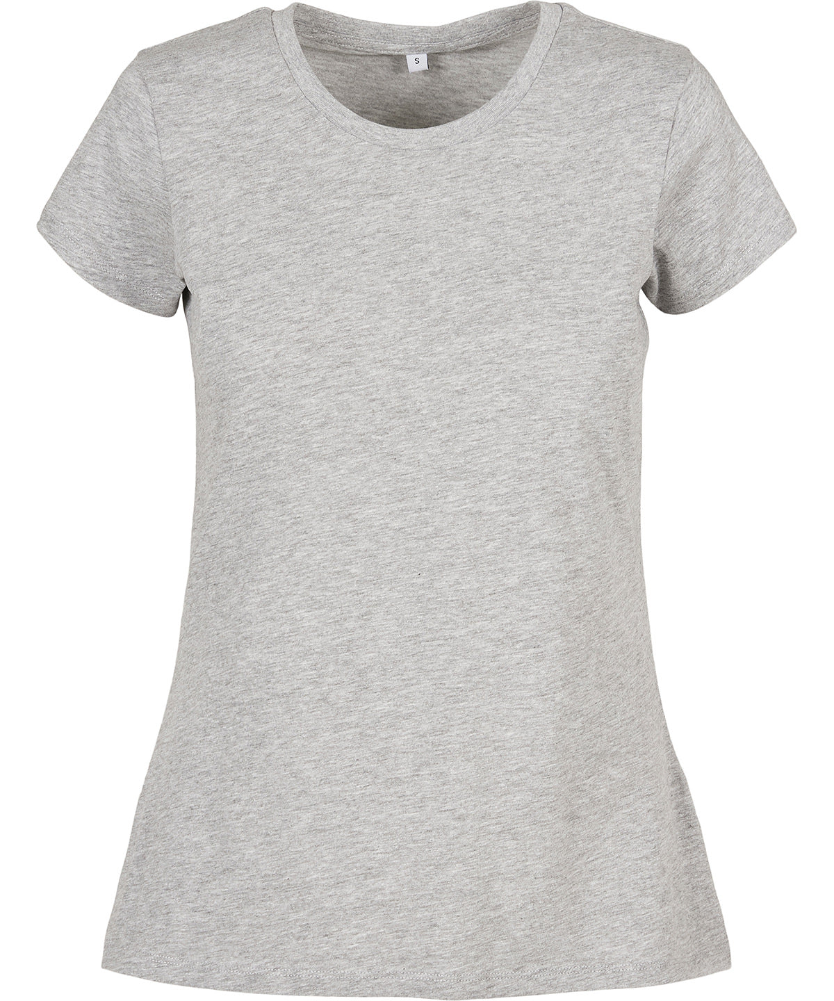 Build Your Brand Basic Women's basic tee in Heather Grey, front view