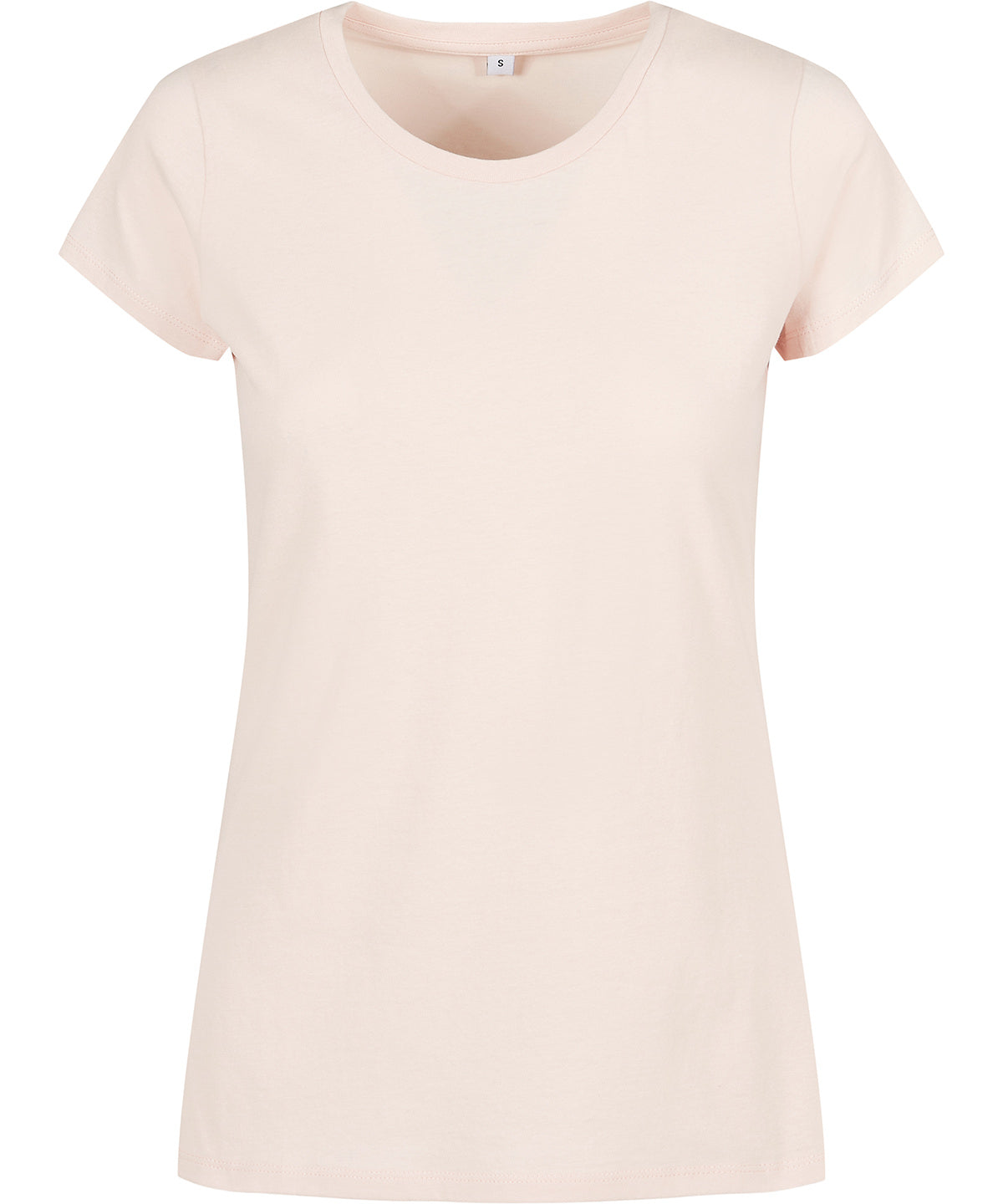 Build Your Brand Basic Women's basic tee in Pink, front view