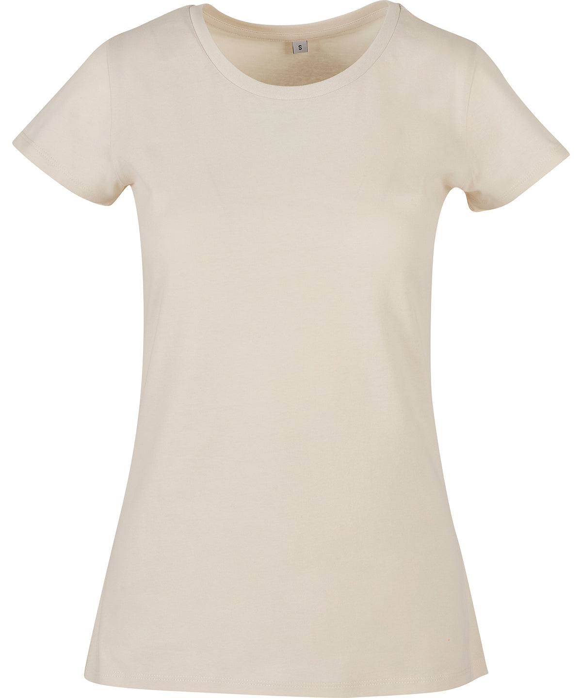 Build Your Brand Basic Women's basic tee in Sand, front view
