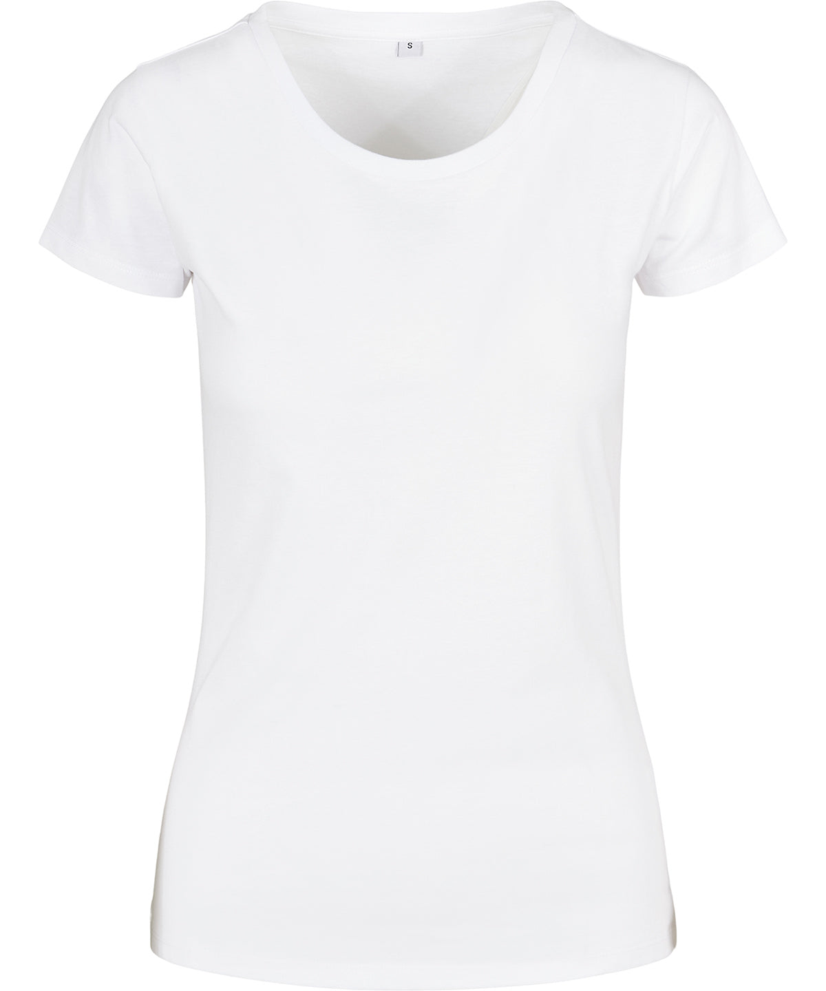 Build Your Brand Basic Women's basic tee in White, front view