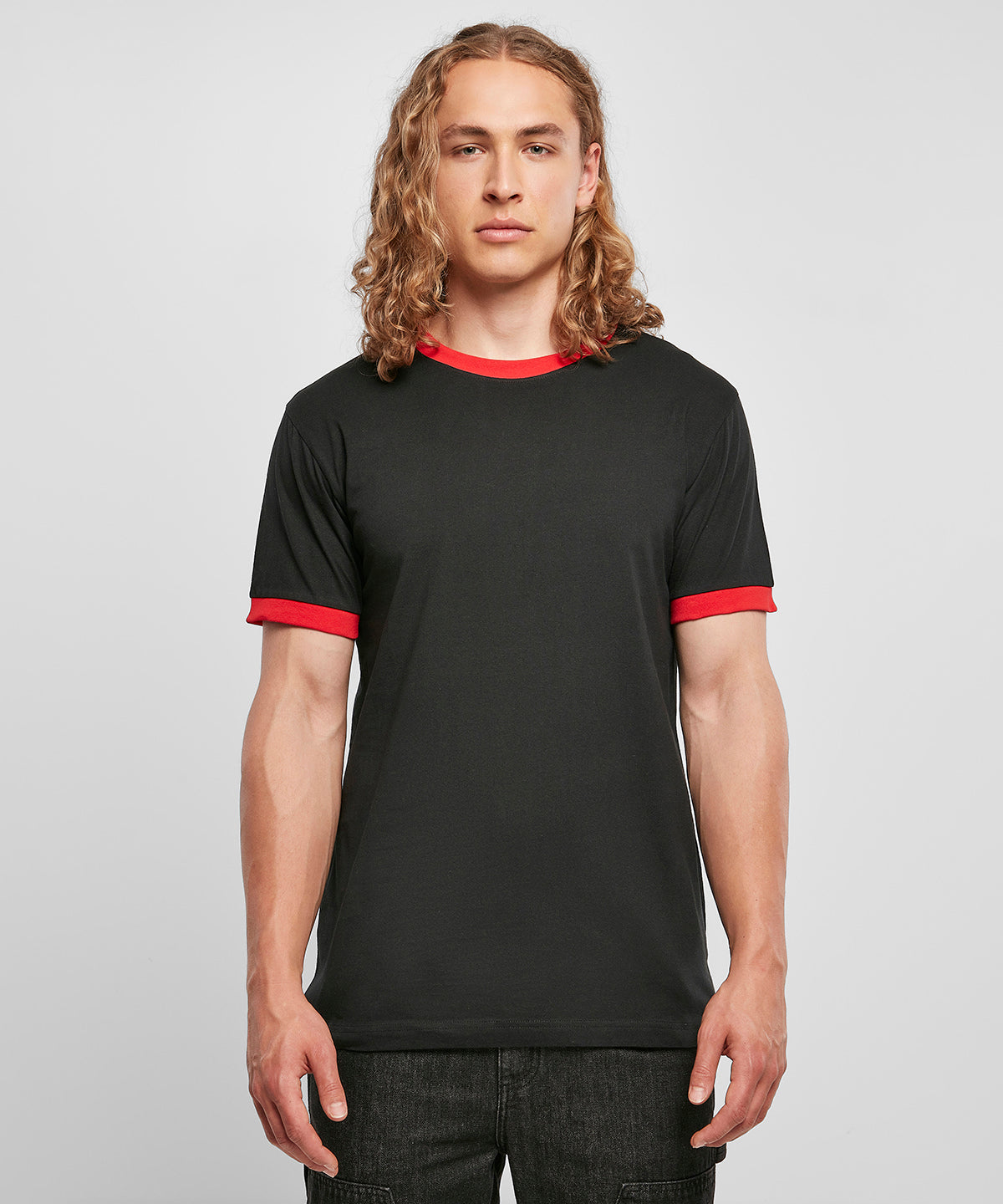 Build Your Brand Basic Ringer tee, lifestyle photo