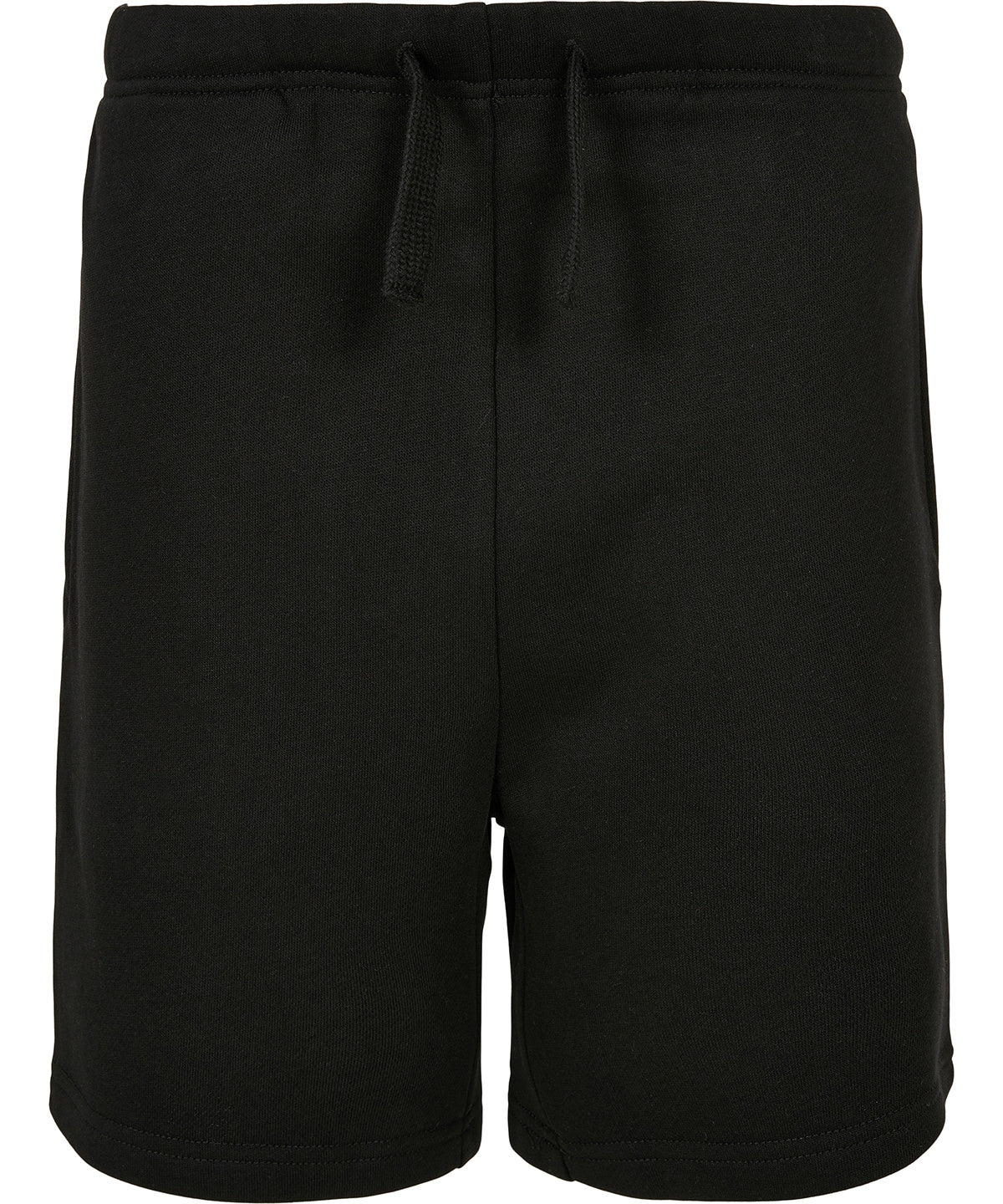 Build Your Brand Basic Kids basic sweat shorts in Black, front view