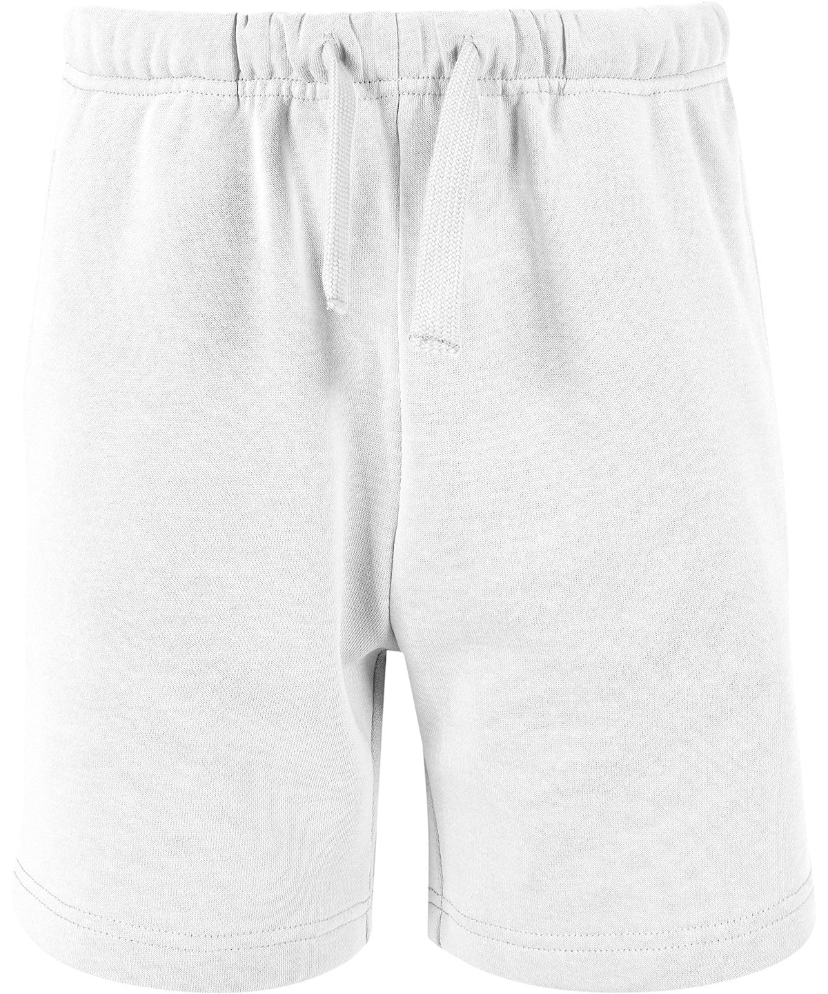 Build Your Brand Basic Kids basic sweat shorts in White, front view