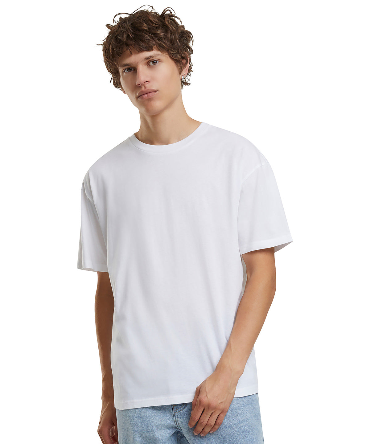 Build Your Brand Basic Light basic loose tee, lifestyle photo