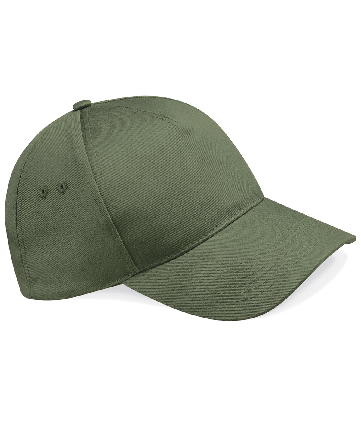Beechfield Ultimate 5-panel cap in Olive Green, front view