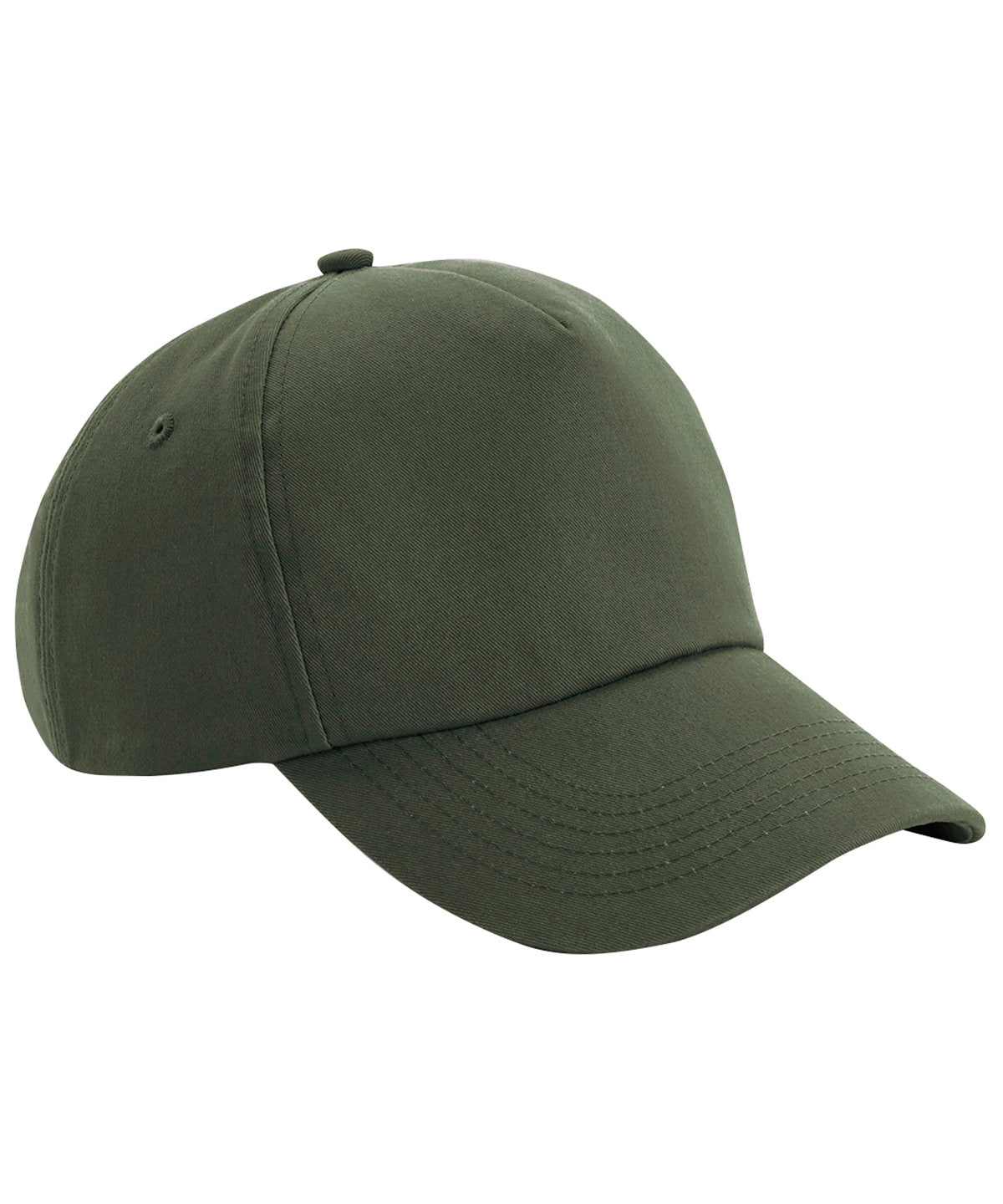 Beechfield Authentic 5-panel cap in Olive Green, front view