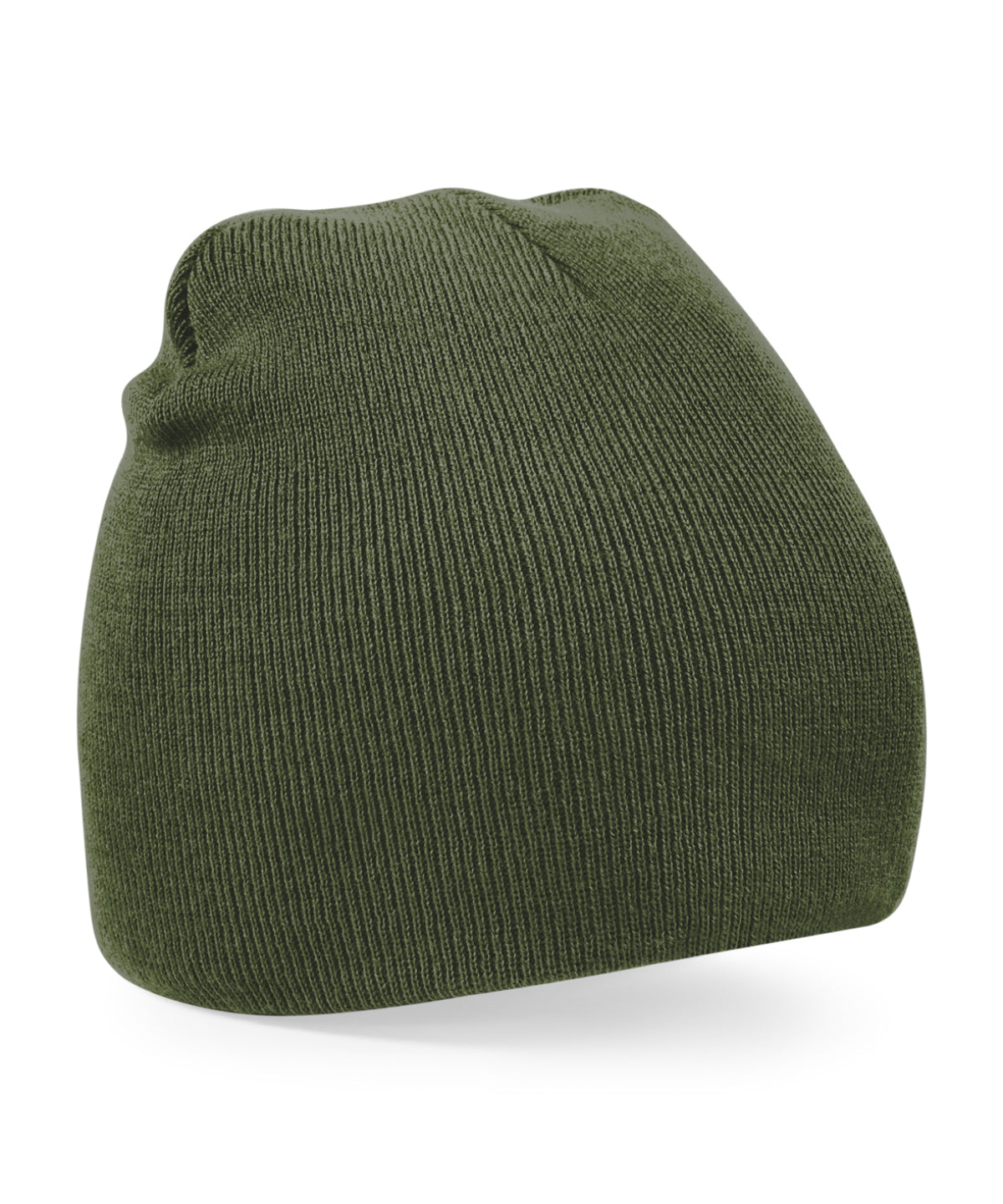 Beechfield Two-tone pull-on beanie in Olive Green, front view