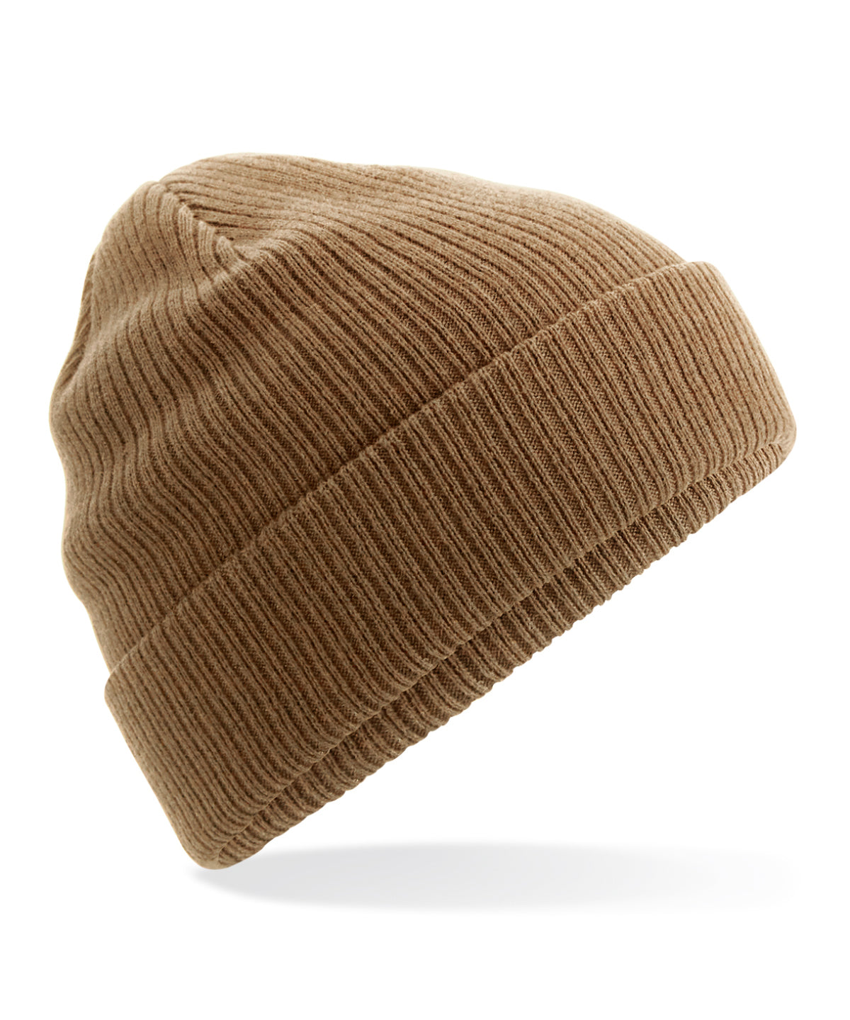 Beechfield Organic cotton beanie in Biscuit, front view