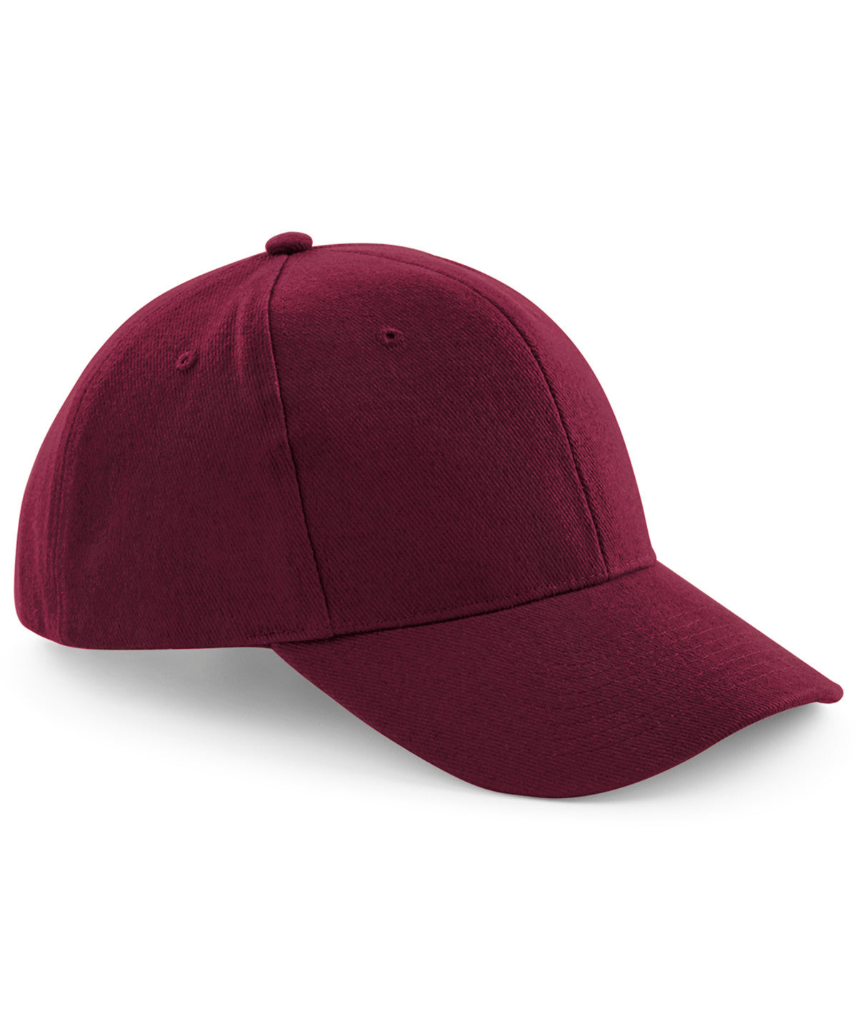 Beechfield Pro-style heavy brushed cotton cap in Burgundy, front view