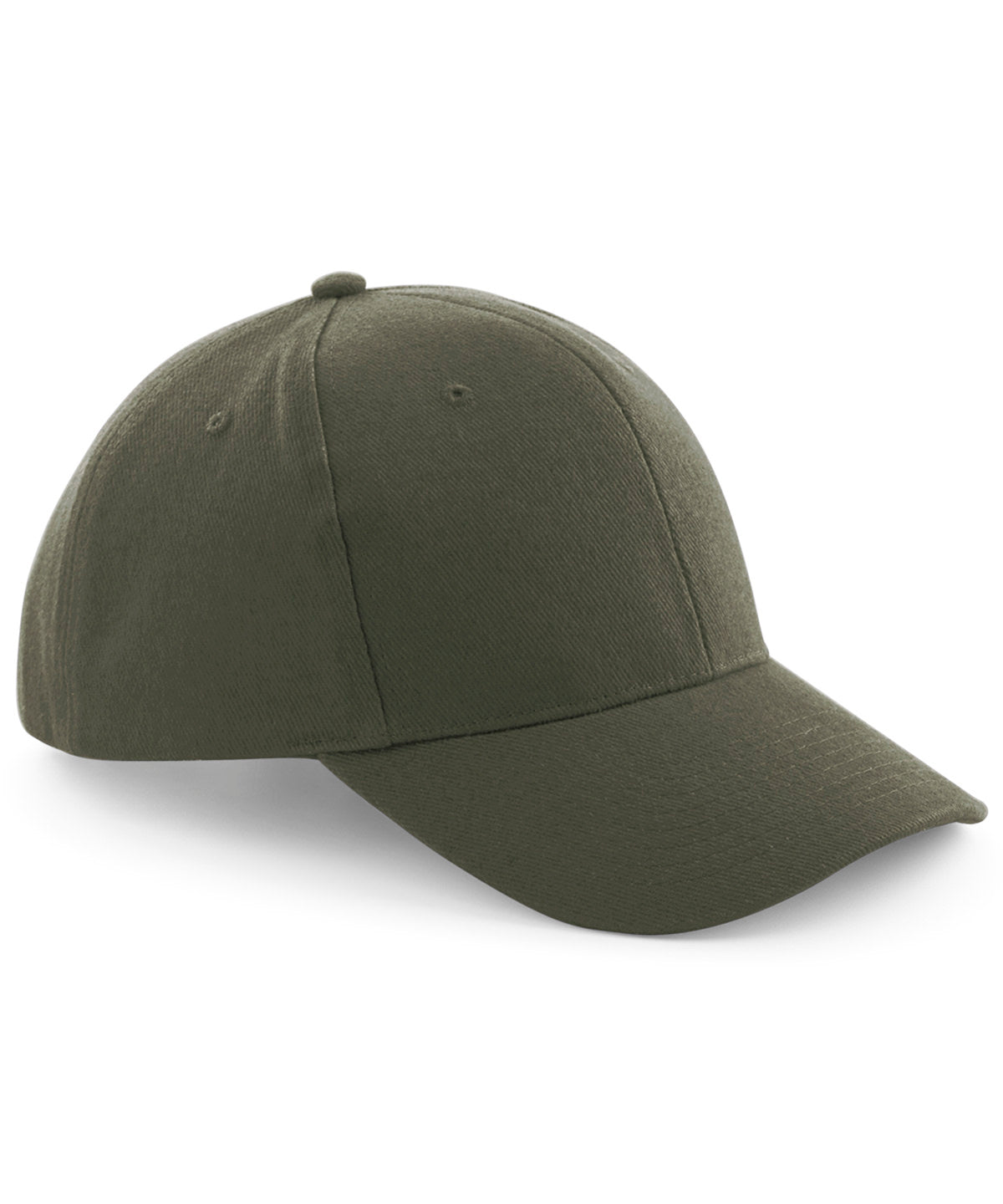 Beechfield Pro-style heavy brushed cotton cap in Olive Green, front view