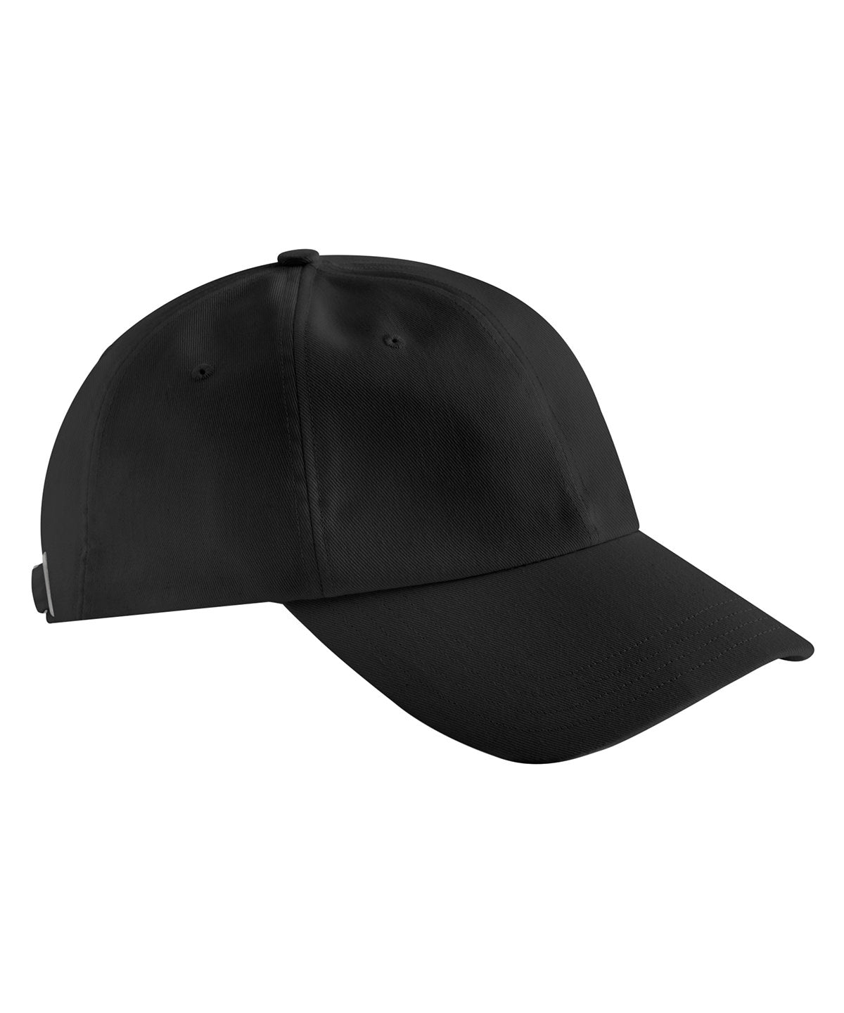Beechfield EarthAware organic cotton studio cap in Black, front view