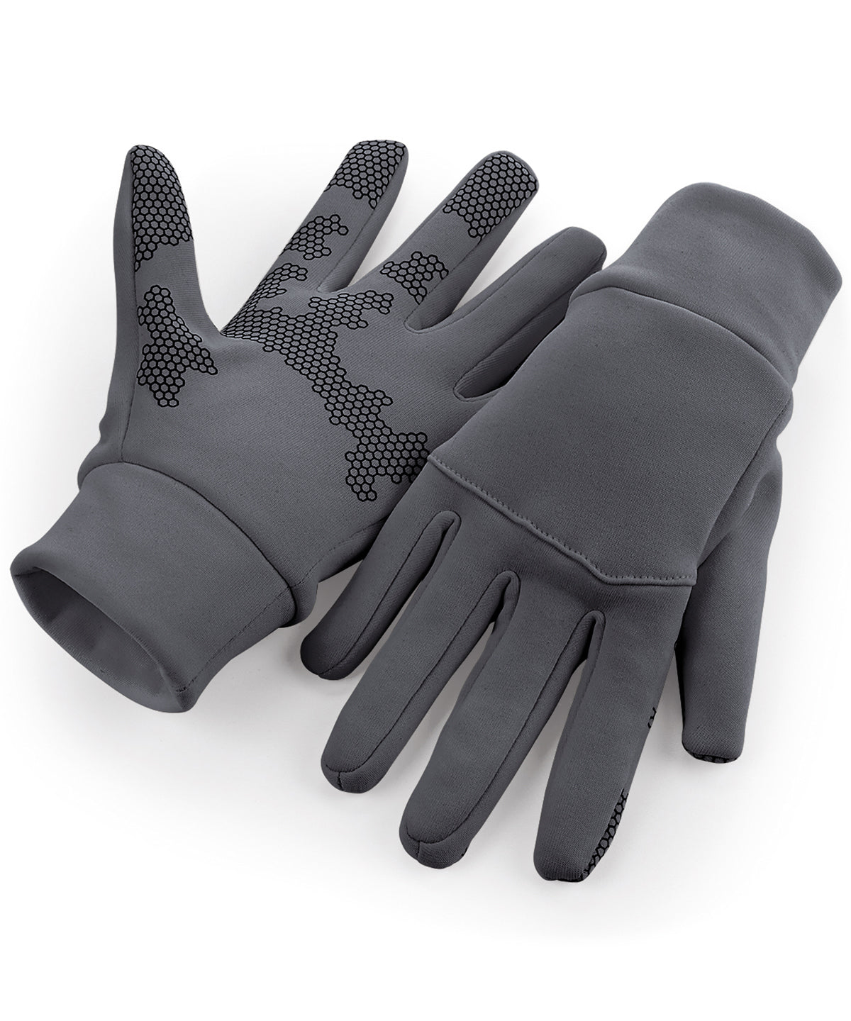 Beechfield Softshell sports tech gloves in Graphite Grey, front view