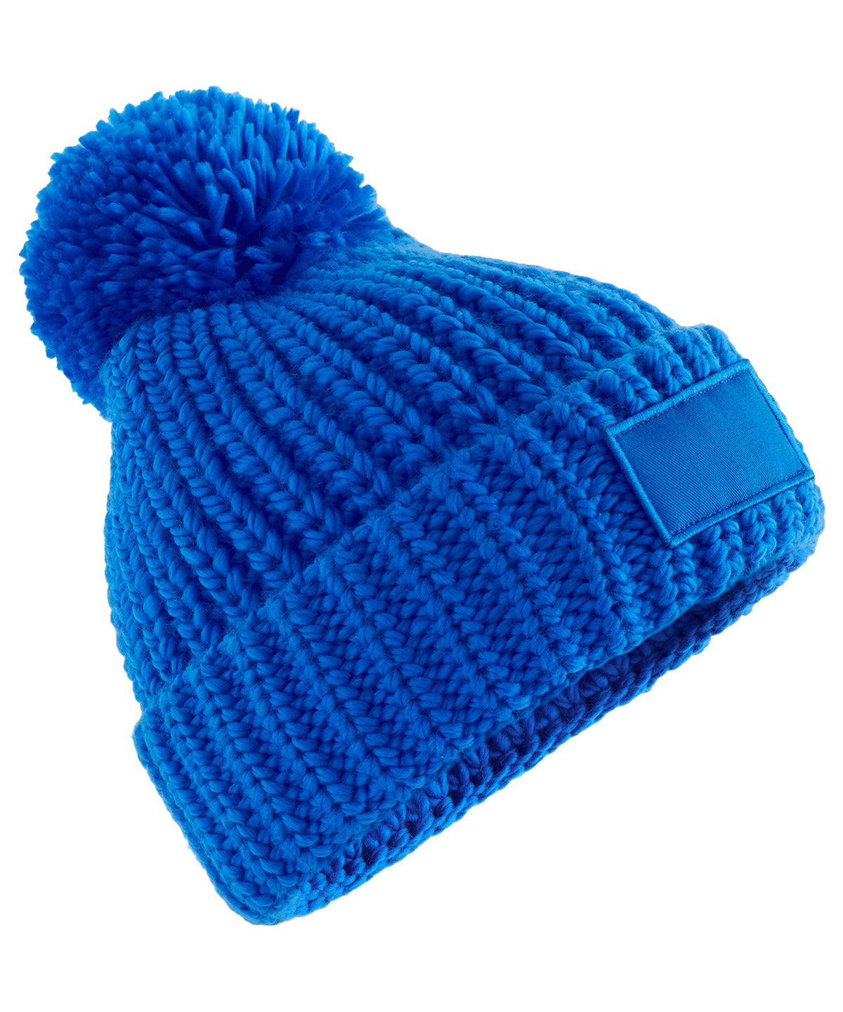 Beechfield Toasty patch beanie in Luminous Blue, front view