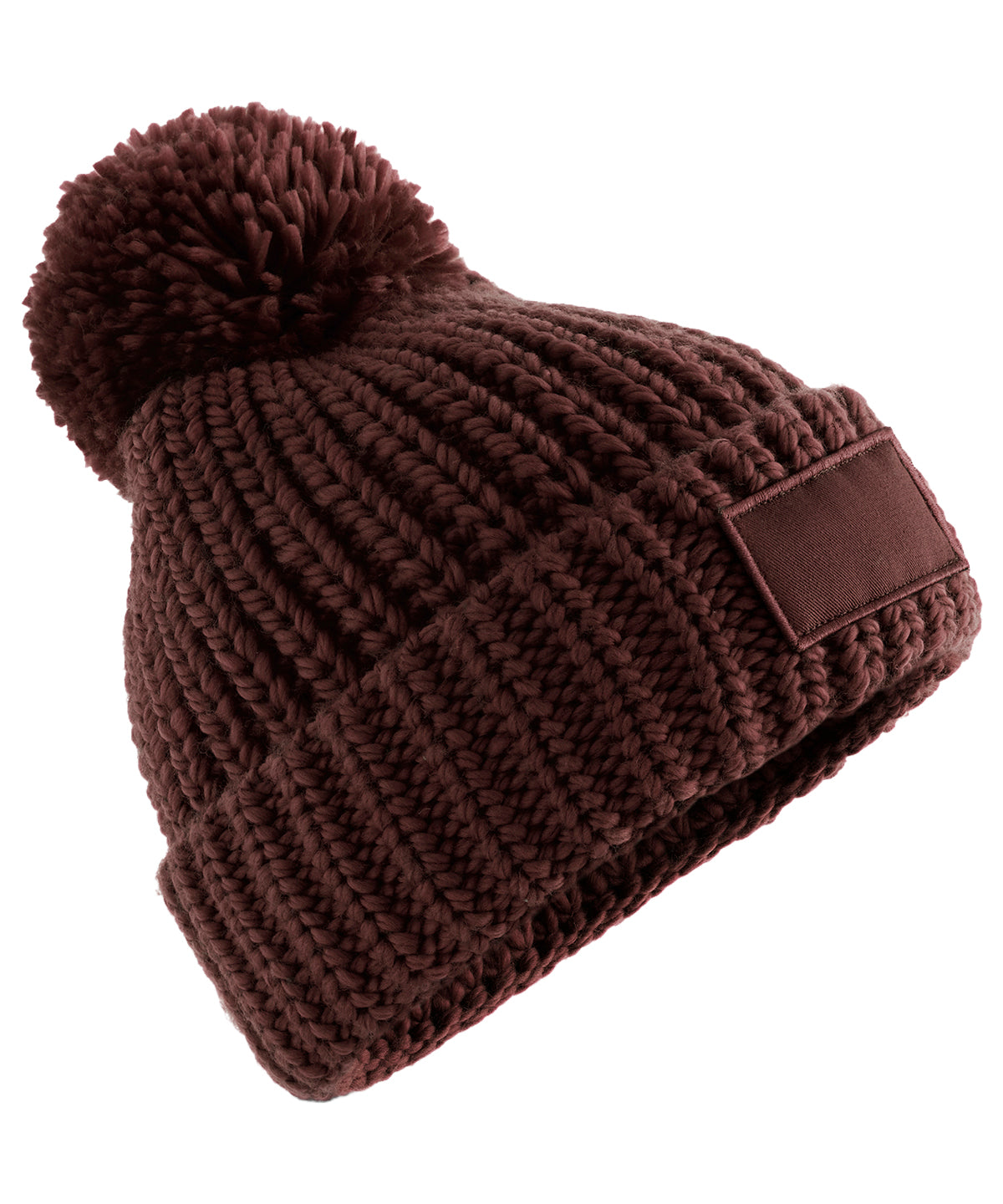 Beechfield Toasty patch beanie in Walnut, front view