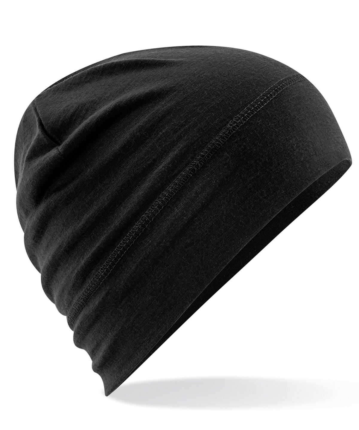 Beechfield Merino beanie in Black, front view