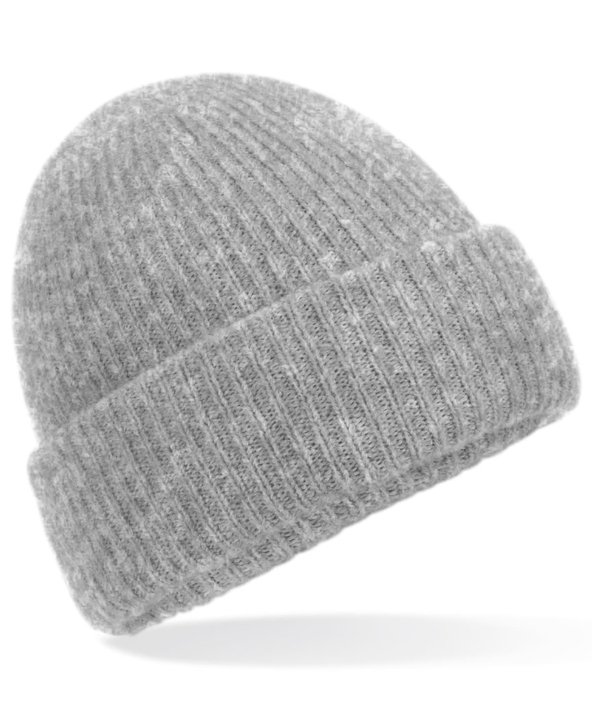 Beechfield Cosy ribbed beanie in Grey Marl, front view
