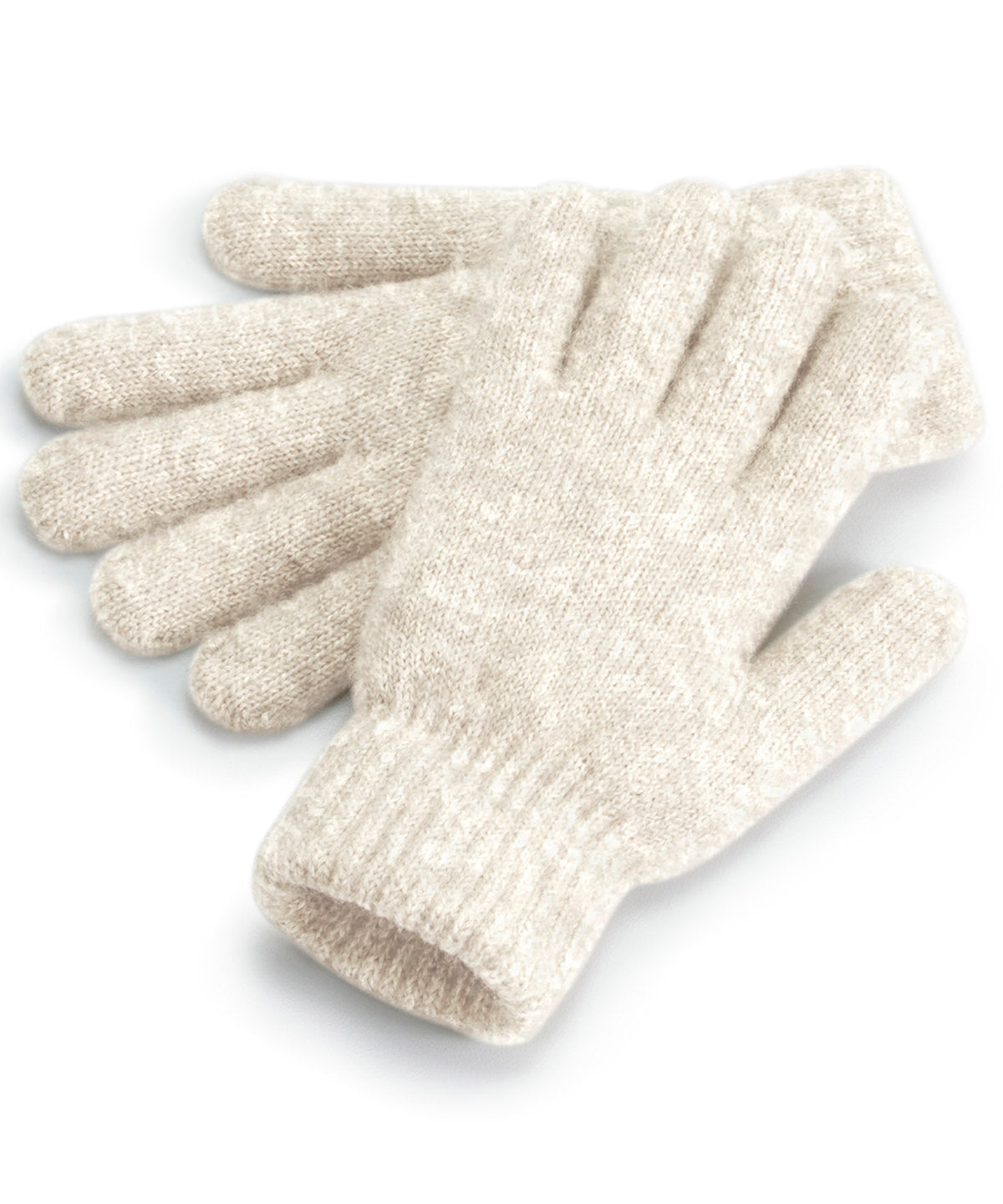 Beechfield Cosy ribbed-cuff gloves in Almond Marl, front view