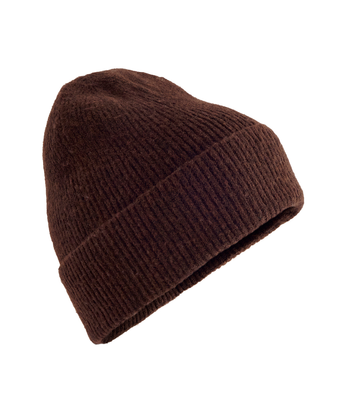 Beechfield Wool blend beanie in Brown Marl, front view