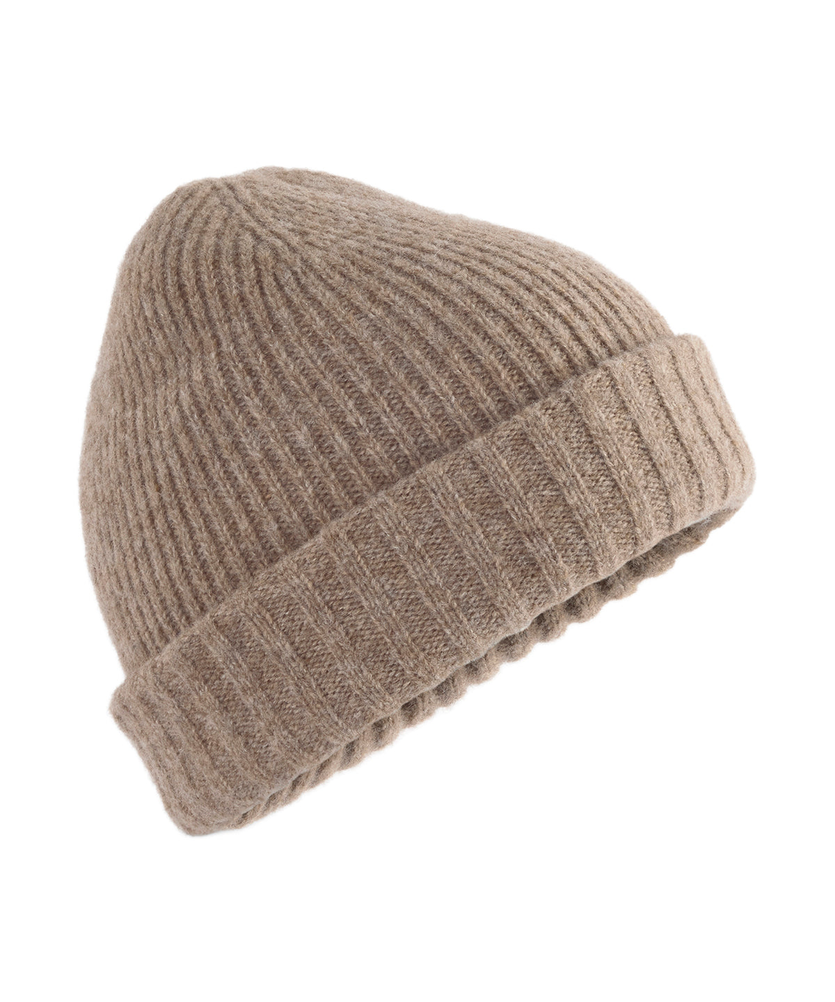 Beechfield Stonefell beanie in Light Brown Marl, front view