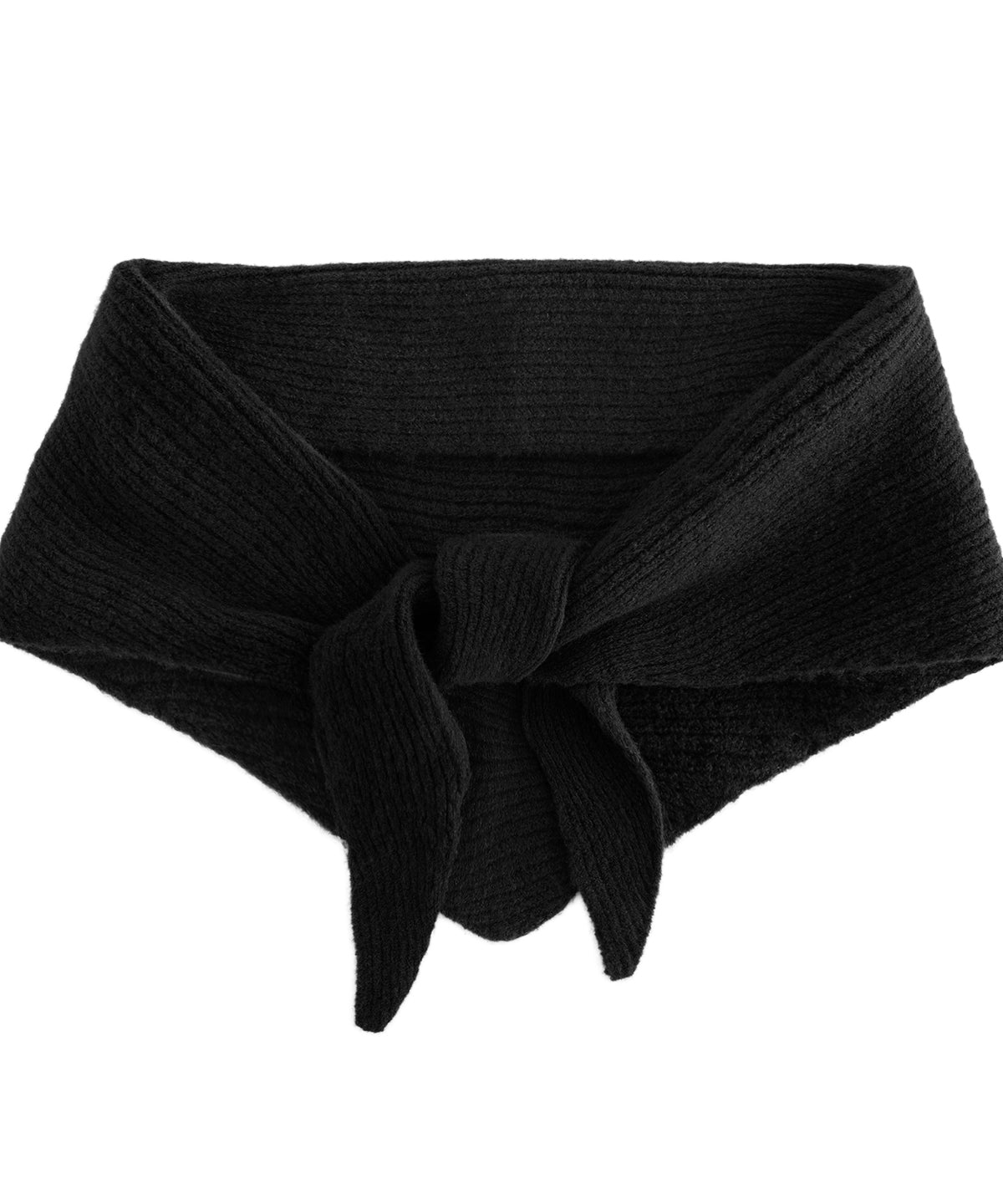 Beechfield Knitted triangle scarf in Black, front view