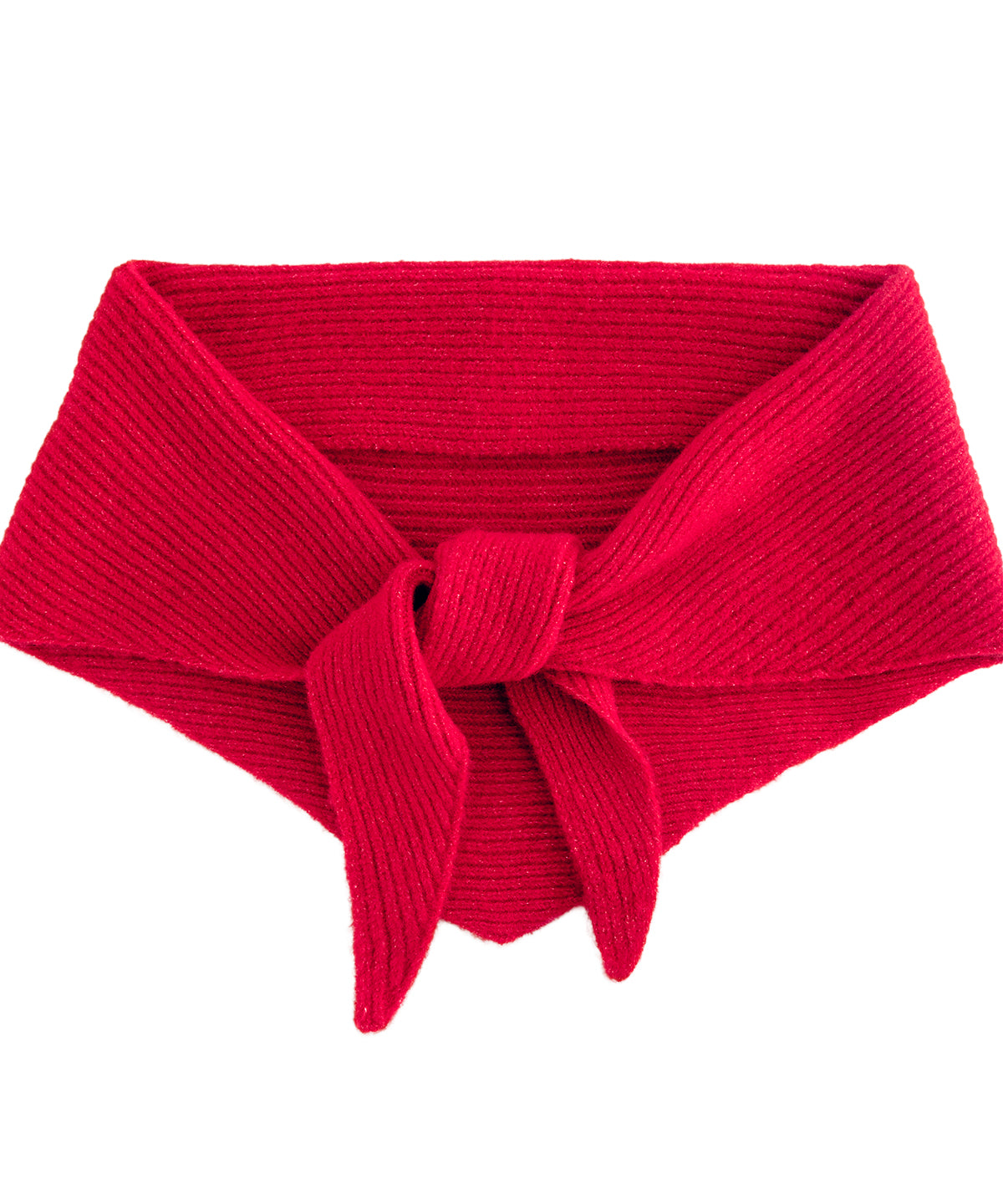 Beechfield Knitted triangle scarf in Bright Red, front view
