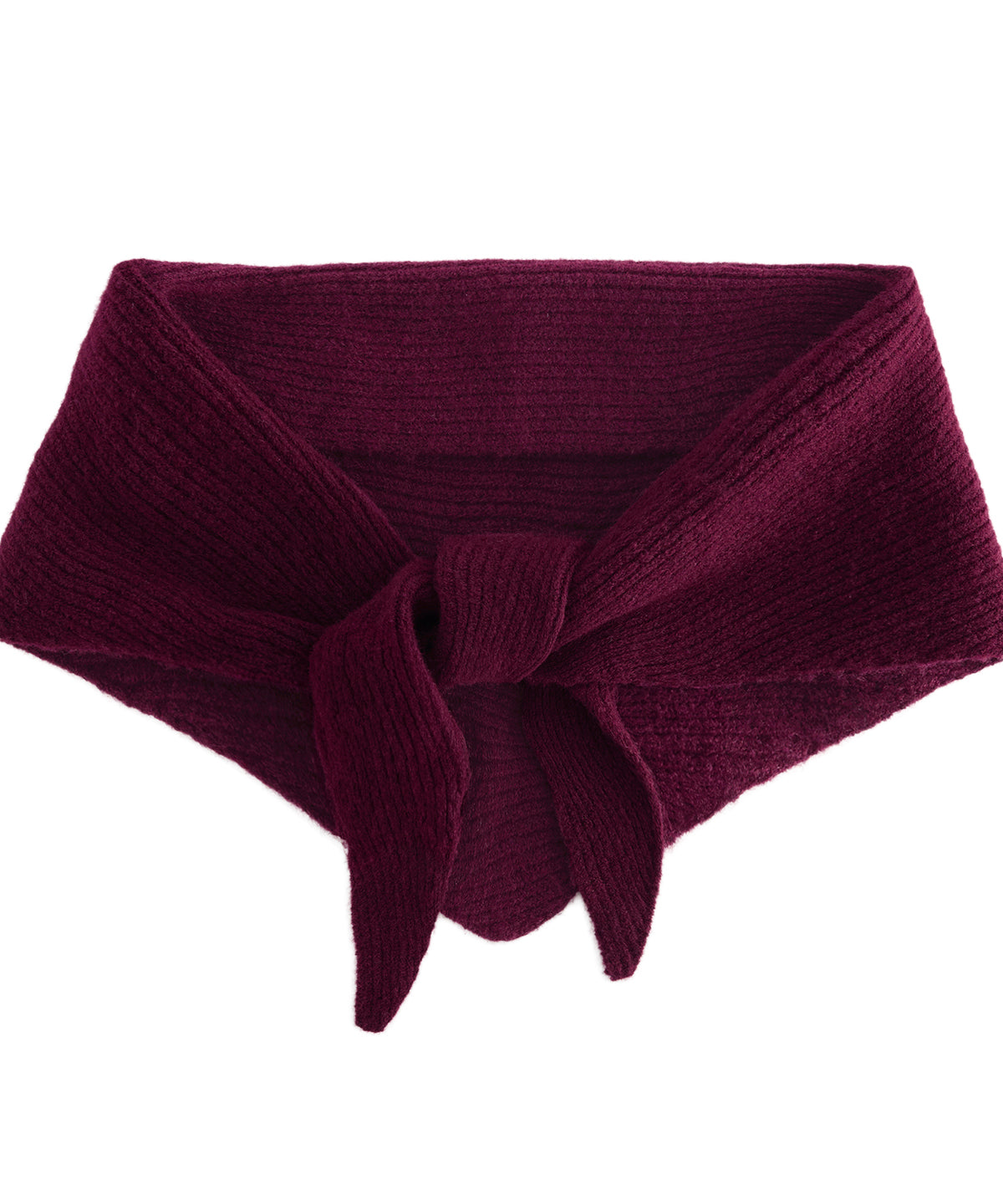Beechfield Knitted triangle scarf in Burgundy, front view