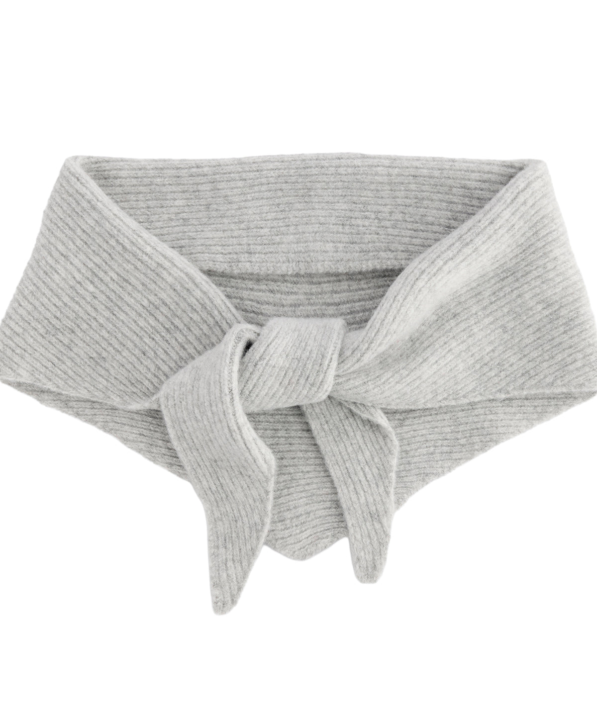 Beechfield Knitted triangle scarf in Heather Grey, front view