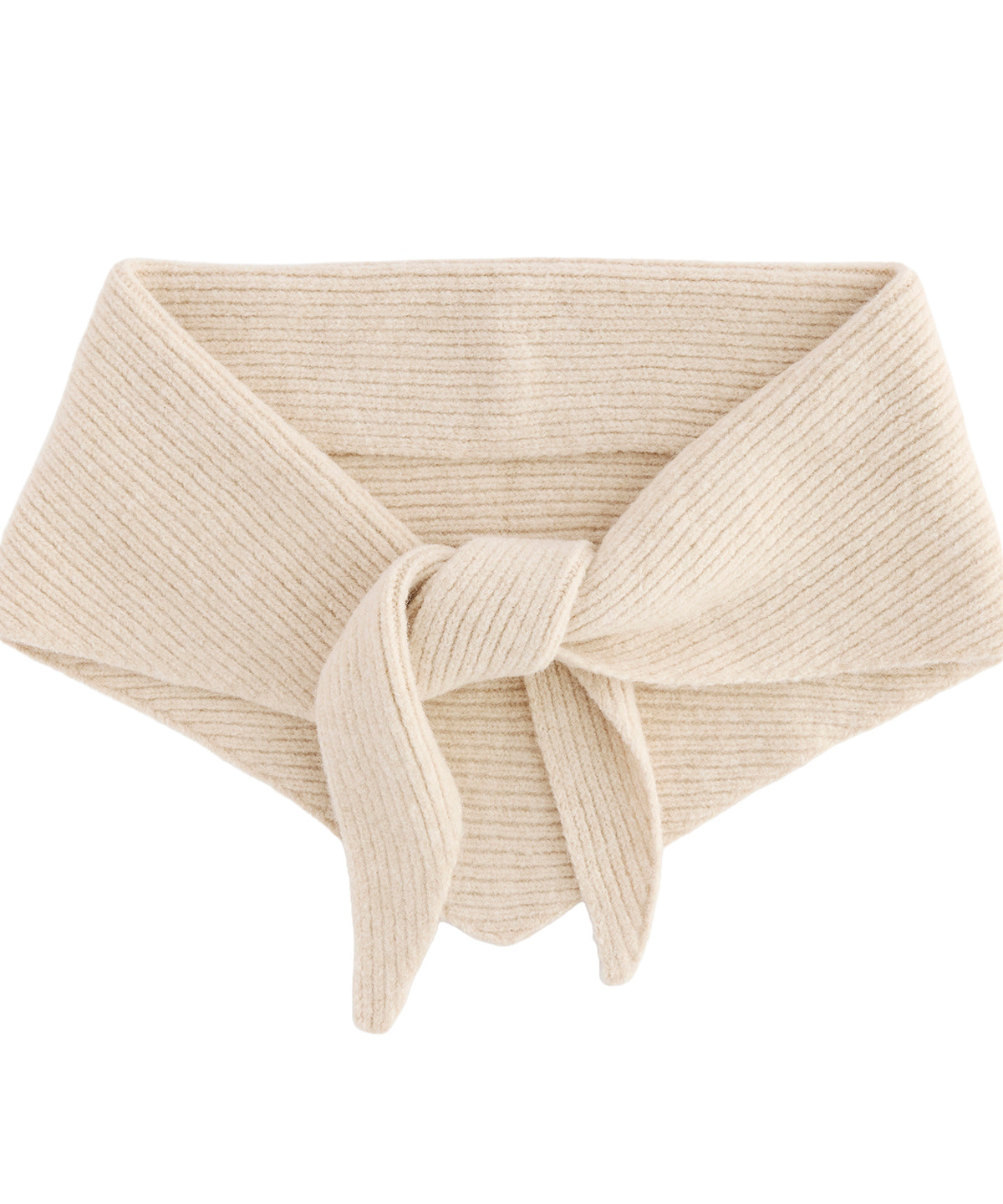 Beechfield Knitted triangle scarf in Oatmeal, front view