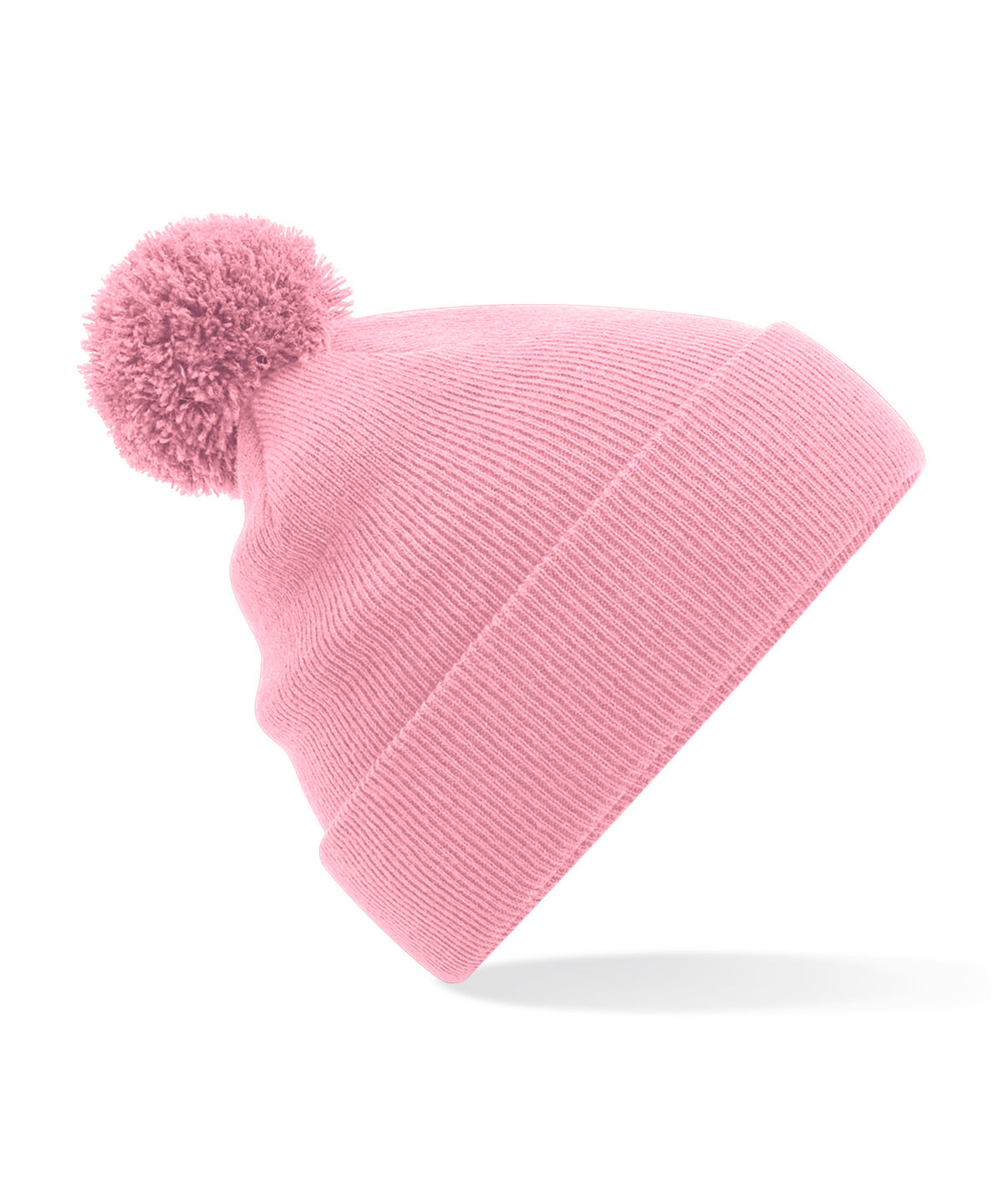 Beechfield Original pom pom beanie in Dusky Pink, front view