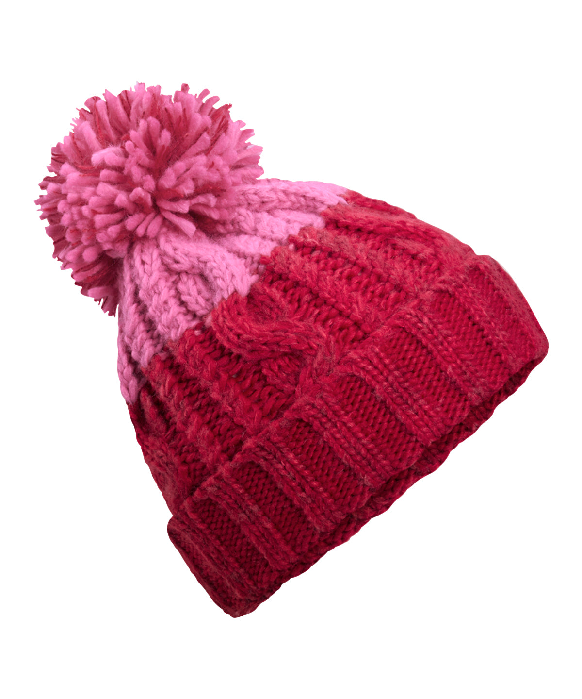 Beechfield Apres beanie in Classic Red/True Pink, front view