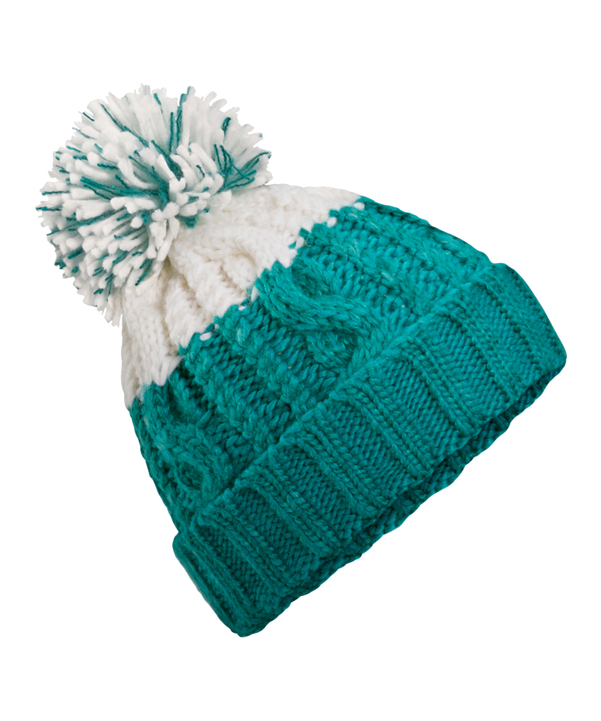 Beechfield Apres beanie in Emerald/Soft White, front view