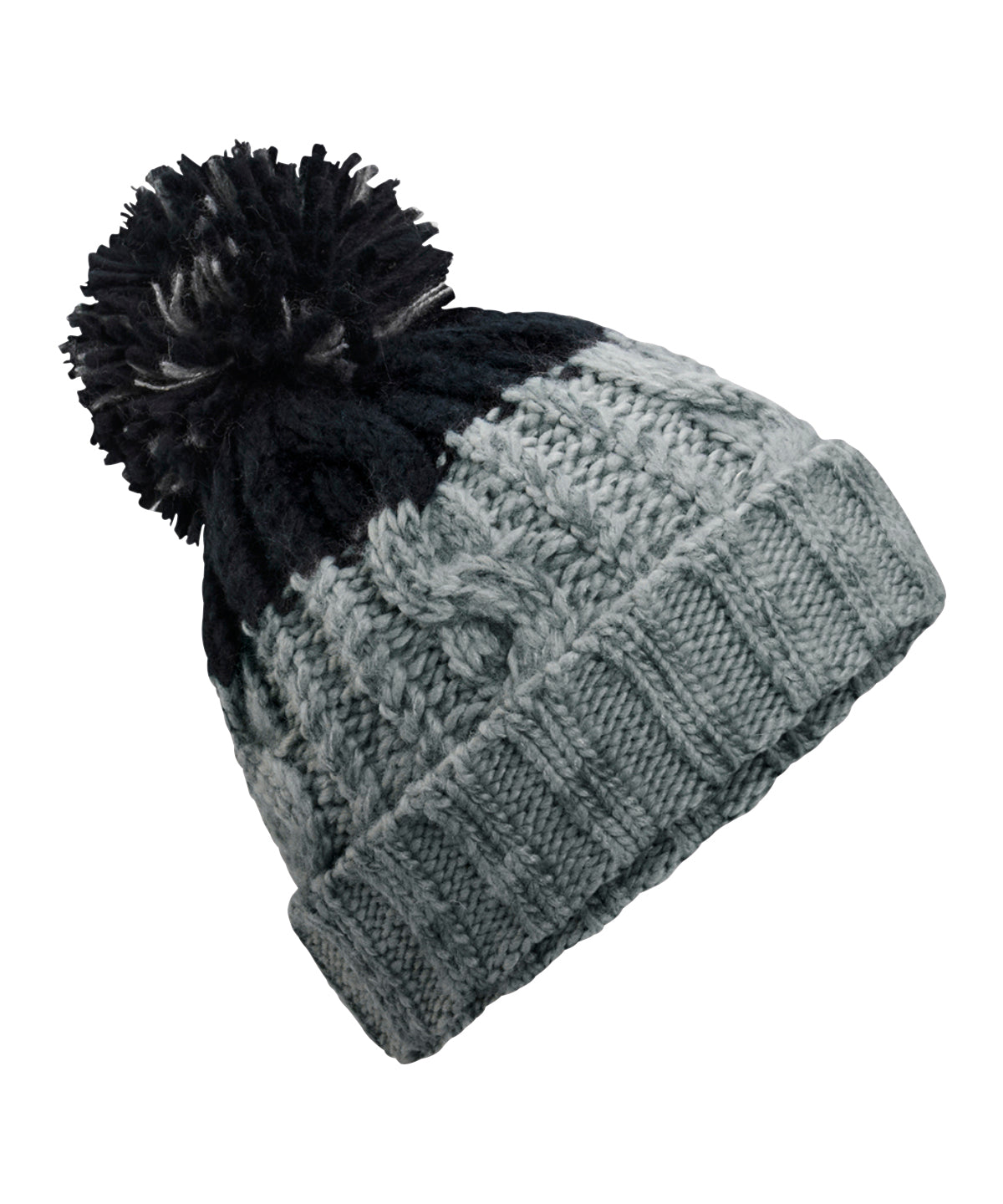 Beechfield Apres beanie in Light Grey/Black, front view
