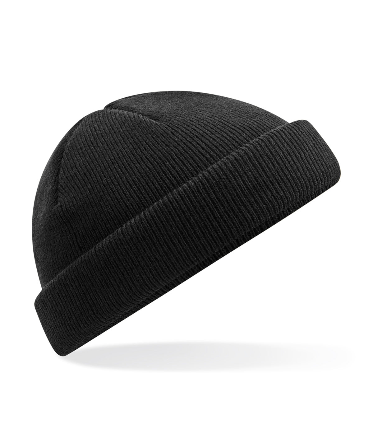 Beechfield Recycled mini fisherman beanie in Black, front view