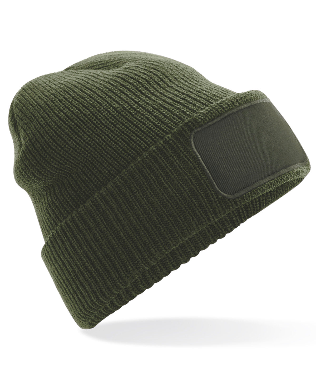 Beechfield Thinsulate patch beanie in Olive Green, front view
