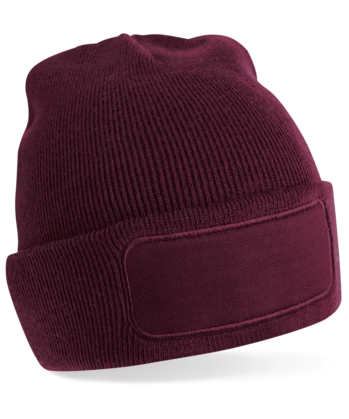 Beechfield Original patch beanie in Burgundy, front view