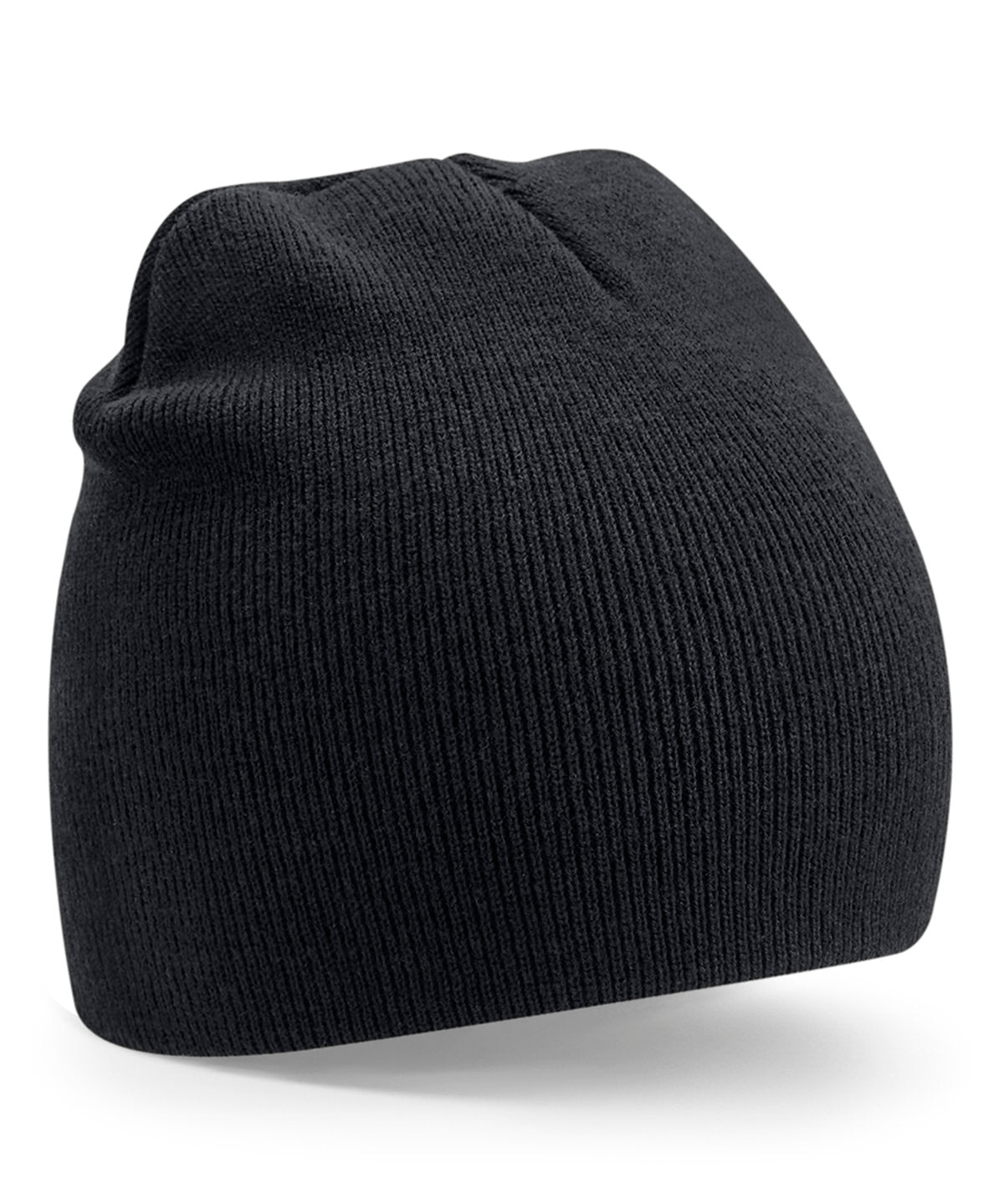 Beechfield Recycled original pull-on beanie in Black, front view