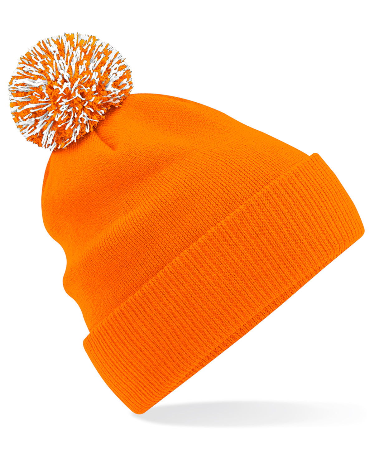 Beechfield Snowstar beanie in Orange/White, front view