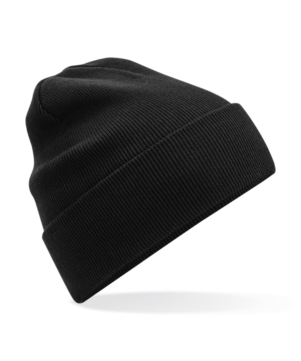 Beechfield Organic cotton original cuffed beanie in Black, front view