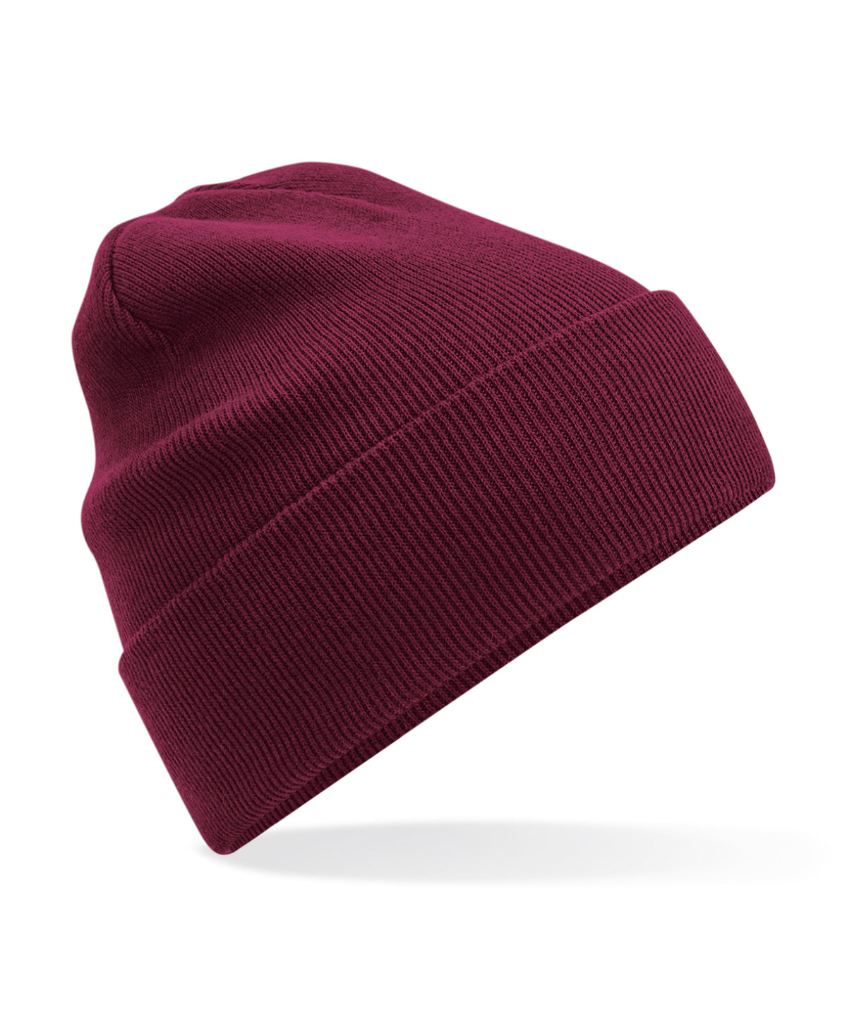 Beechfield Organic cotton original cuffed beanie in Burgundy, front view