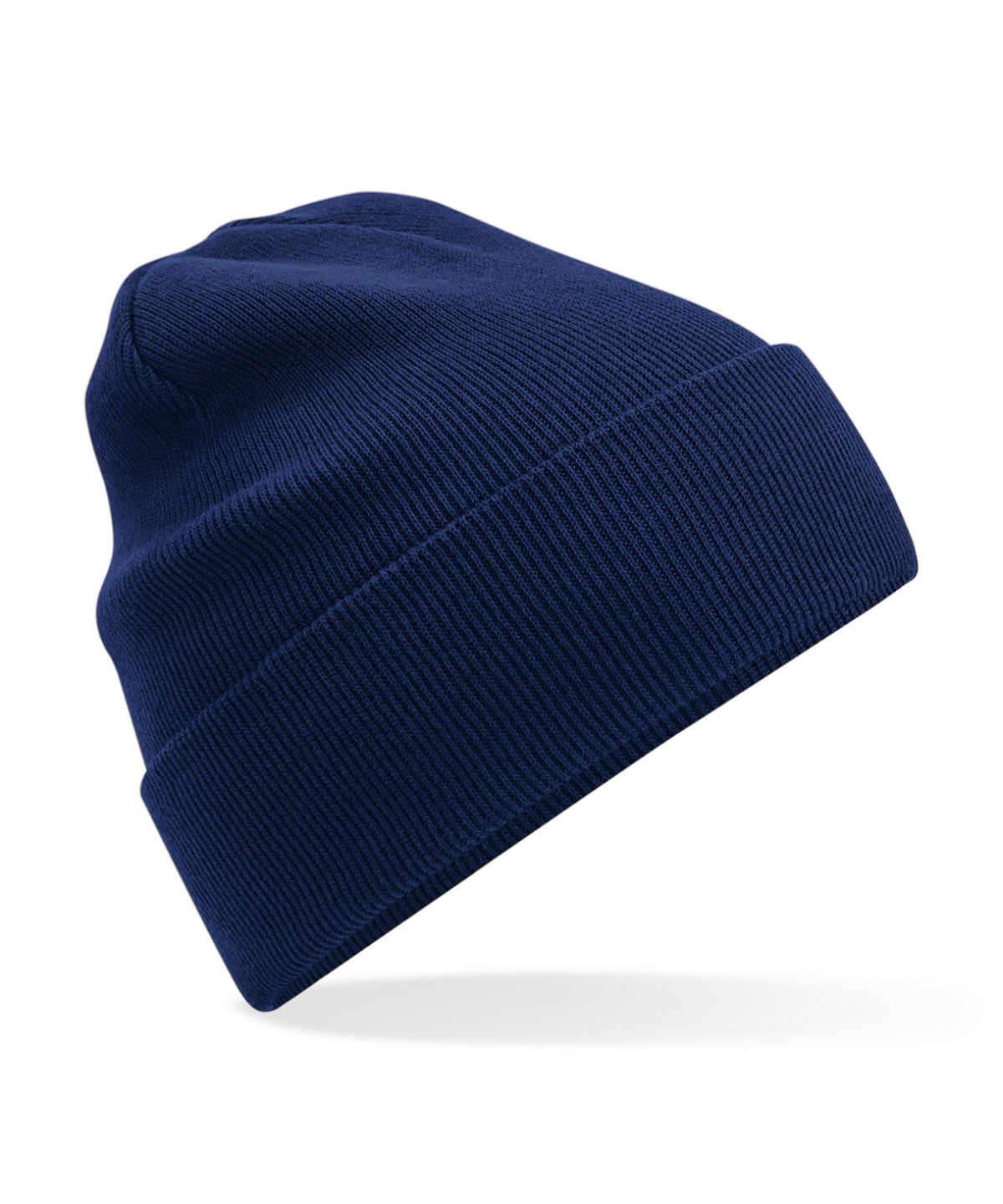 Beechfield Organic cotton original cuffed beanie in Oxford Navy, front view