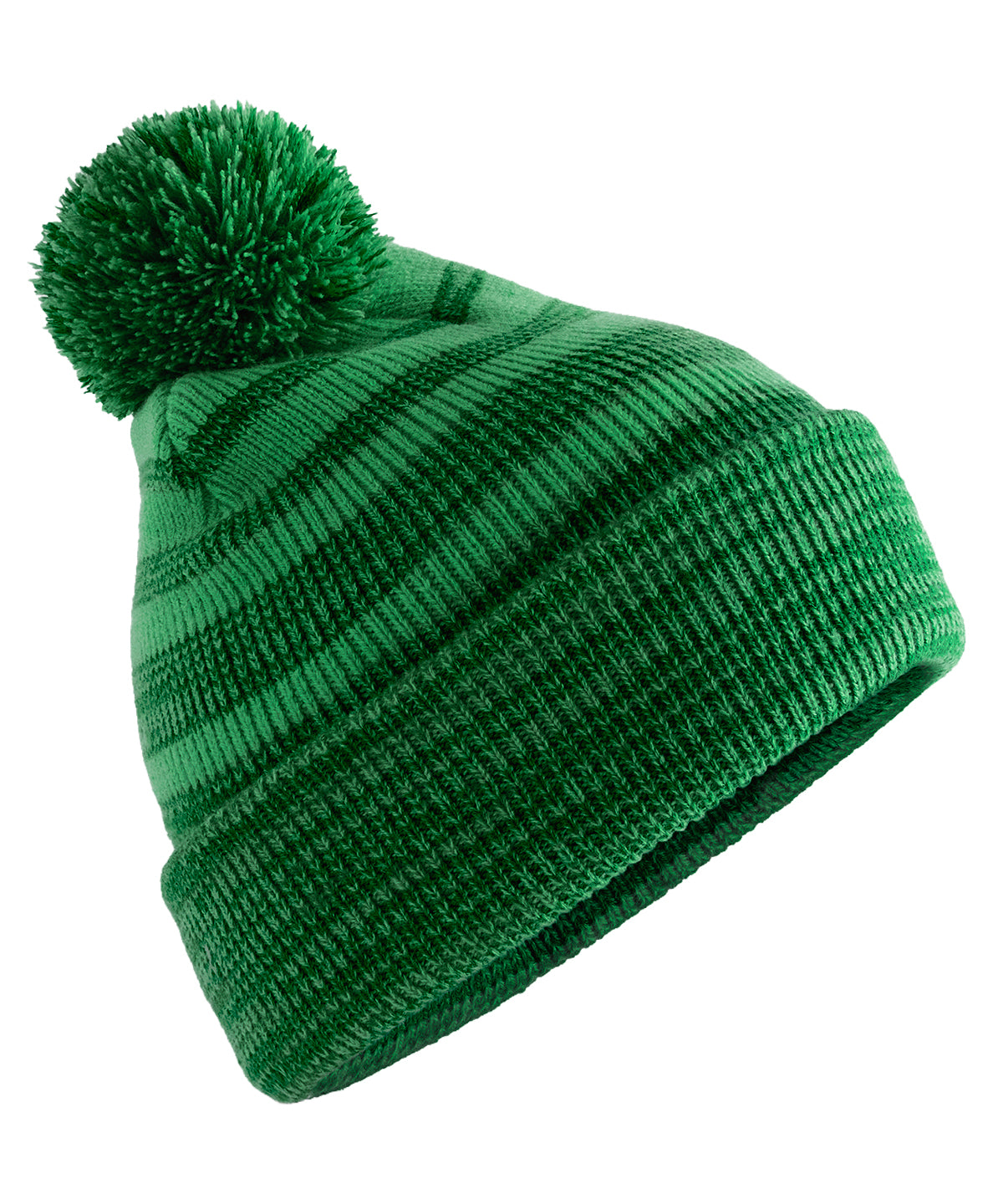 Beechfield Team stripe beanie in Green, front view