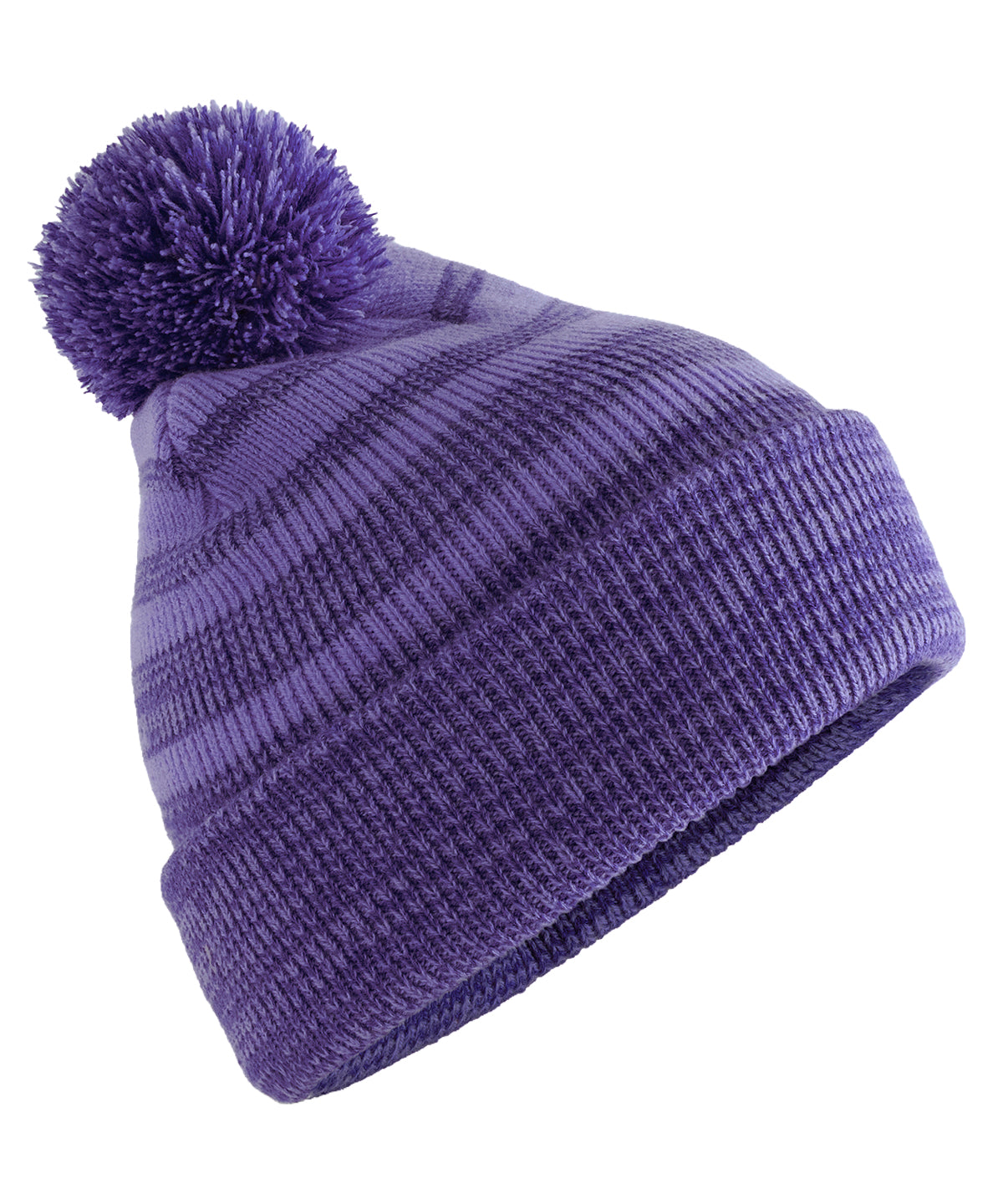 Beechfield Team stripe beanie in Purple, front view