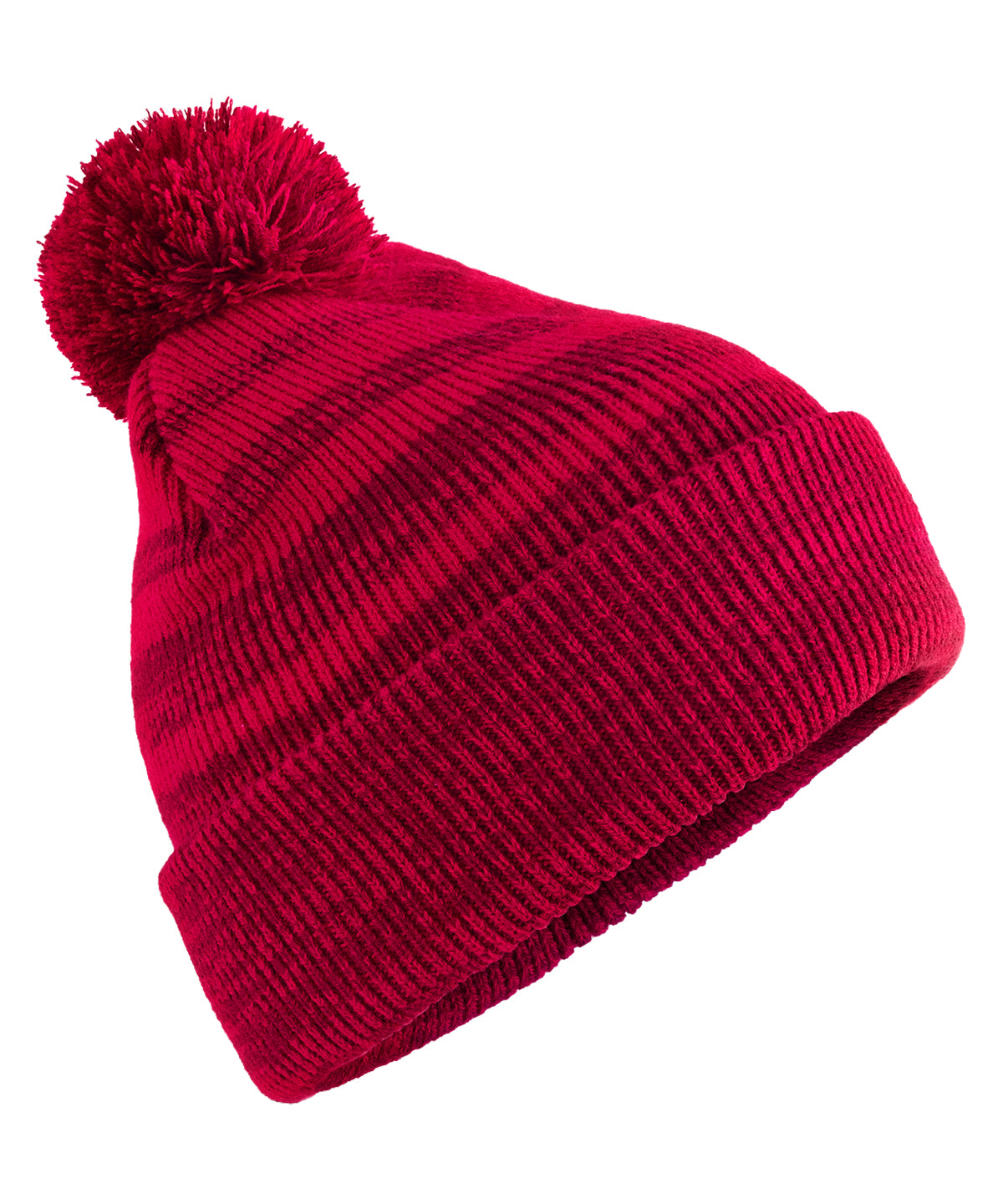 Beechfield Team stripe beanie in Red, front view