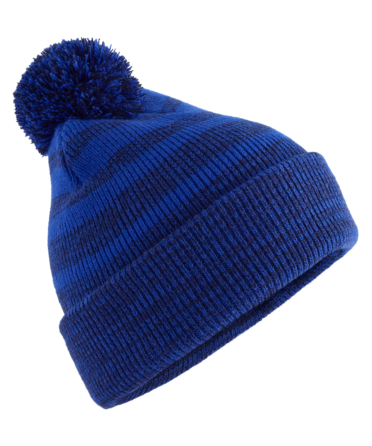 Beechfield Team stripe beanie in Royal, front view