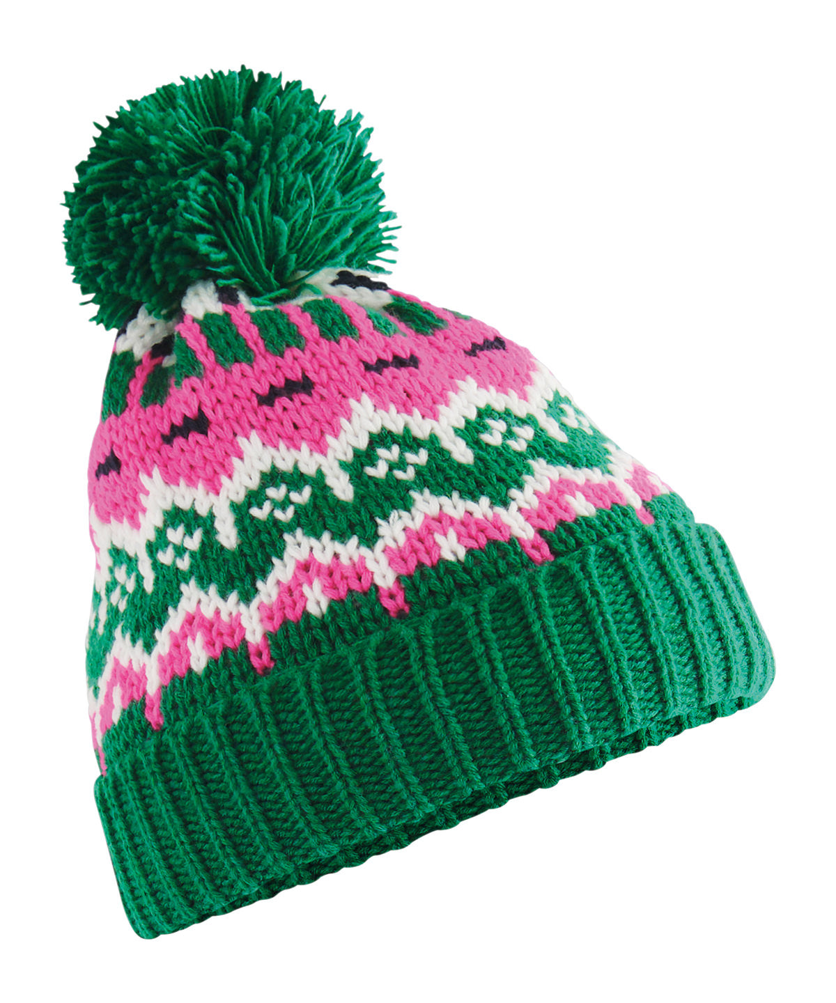 Beechfield Retro ski beanie in Alpine Lodge, front view
