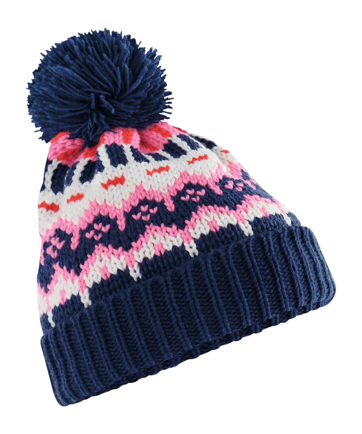 Beechfield Retro ski beanie in Snow Blossom, front view
