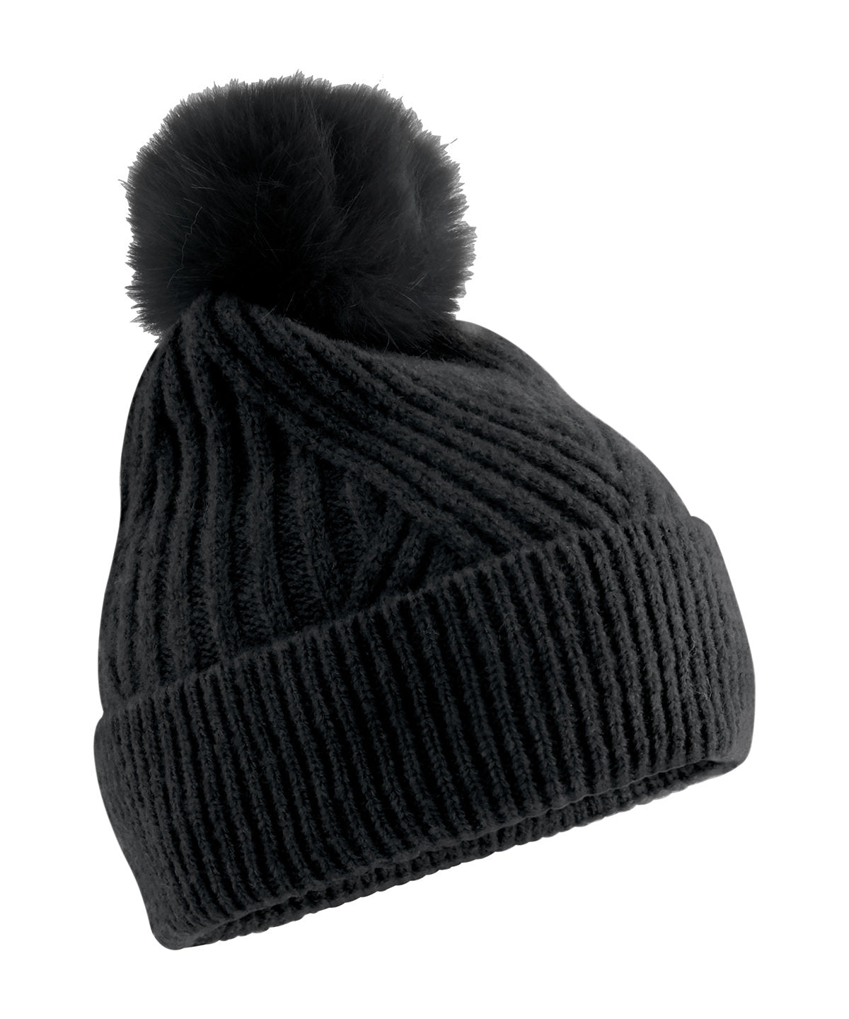 Beechfield Snow luxe beanie in Black, front view